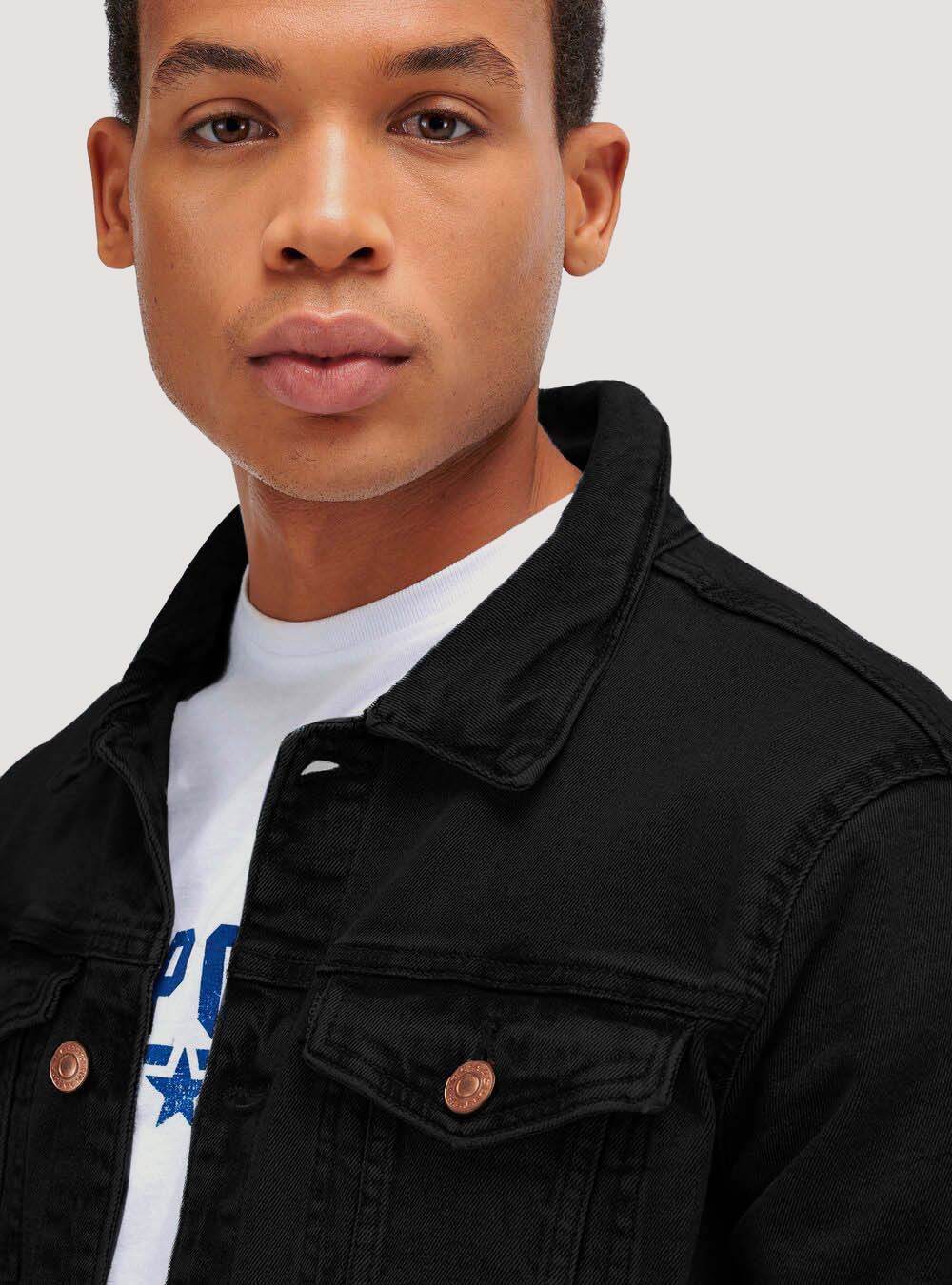 Denim comfort stretch jacket, BLACK