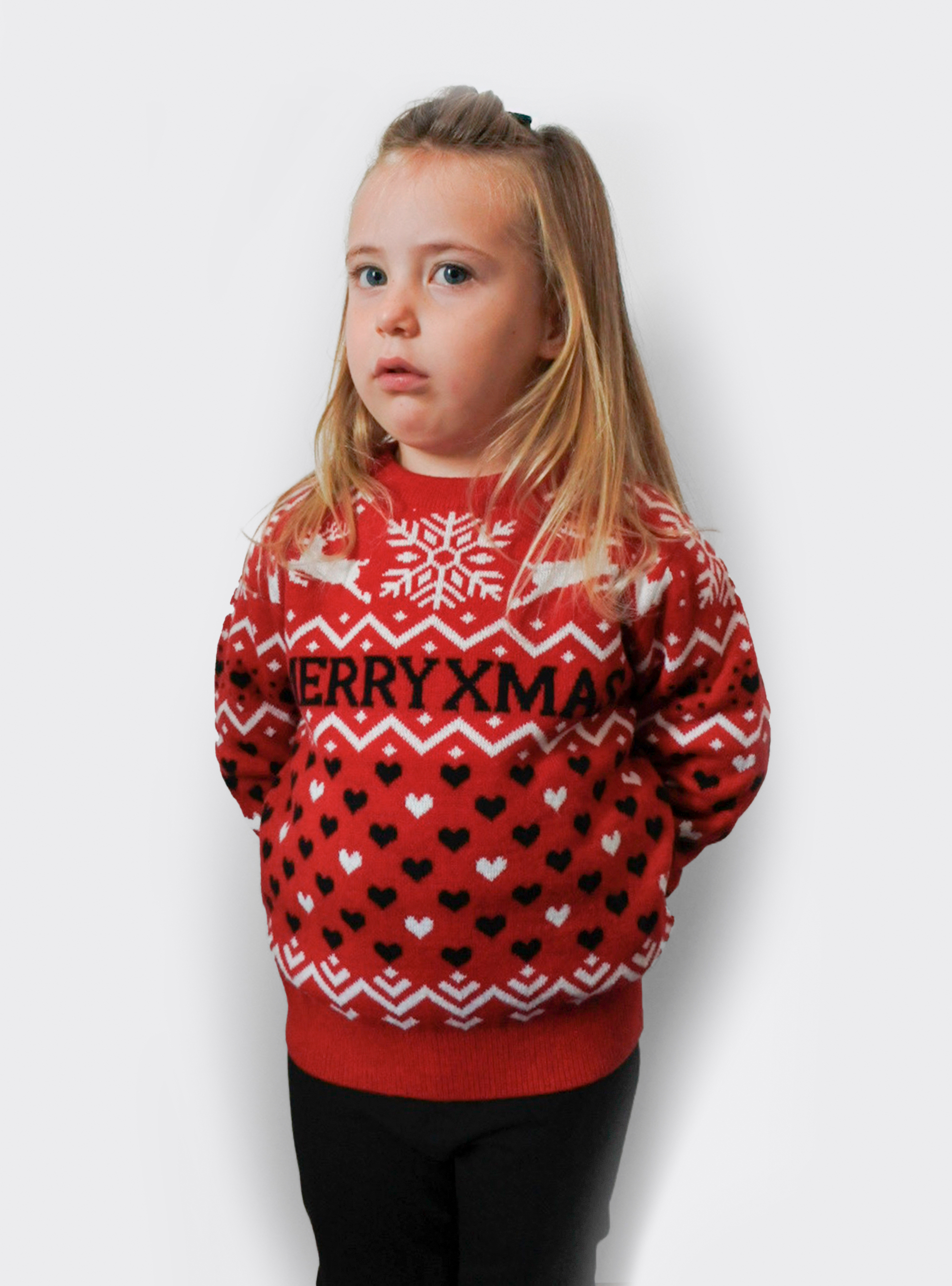 Pullover natalizio per bambino in misto lana, ROSSO