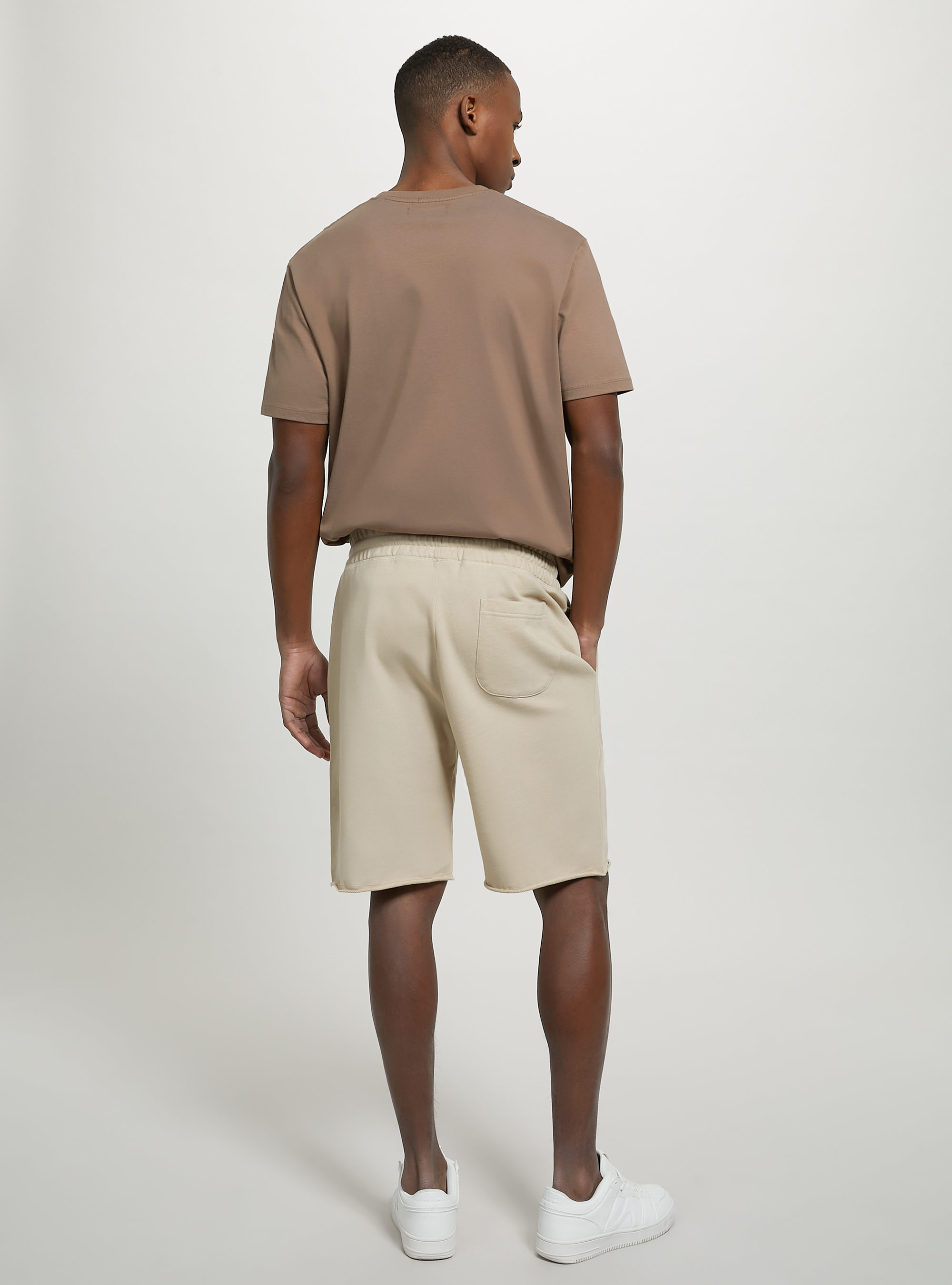 Cotton jogger bermuda shorts, BG2 BEIGE MEDIUM