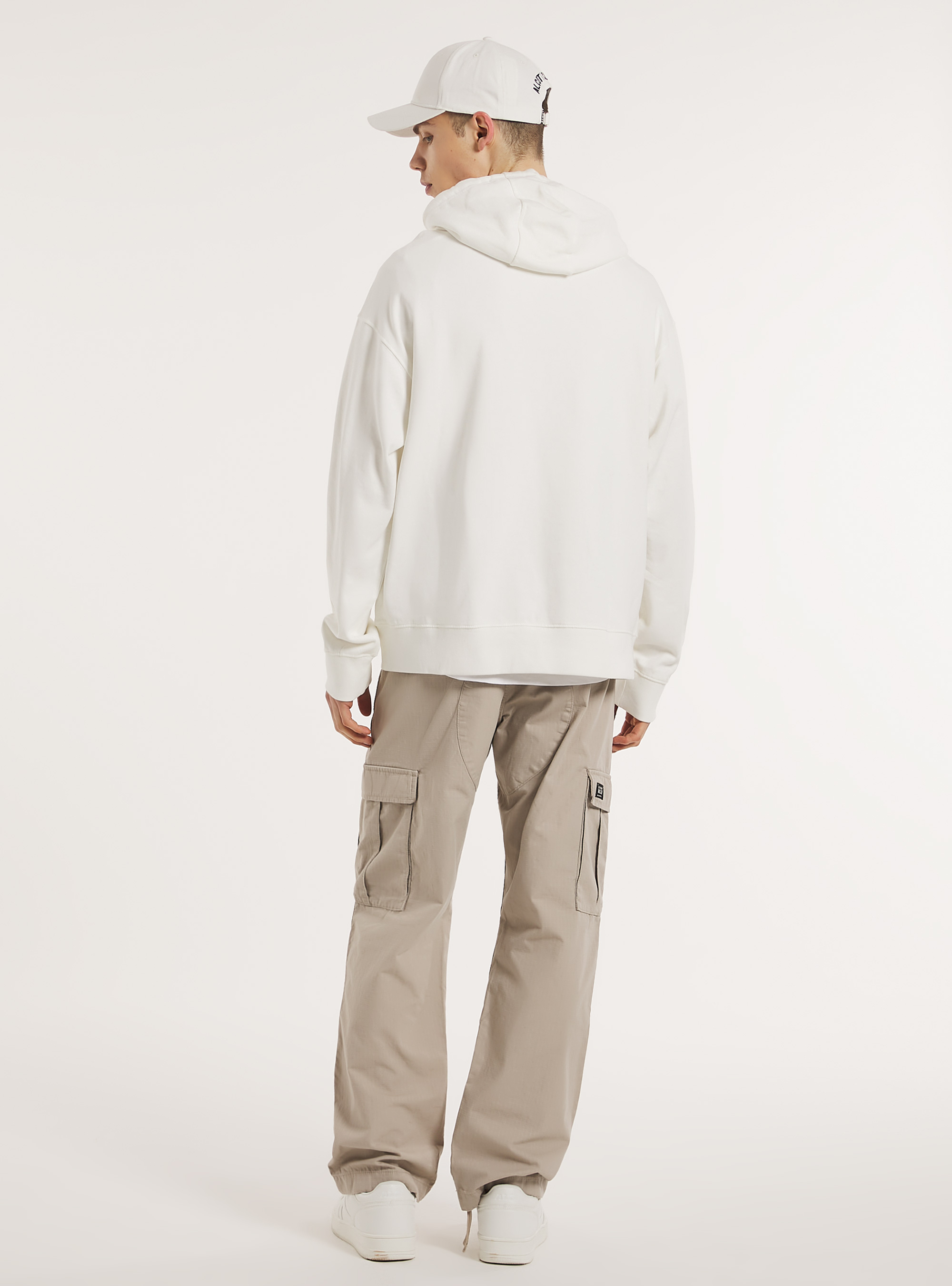 Sweatshirt with hood and pouch pocket, WH1 OFF WHITE