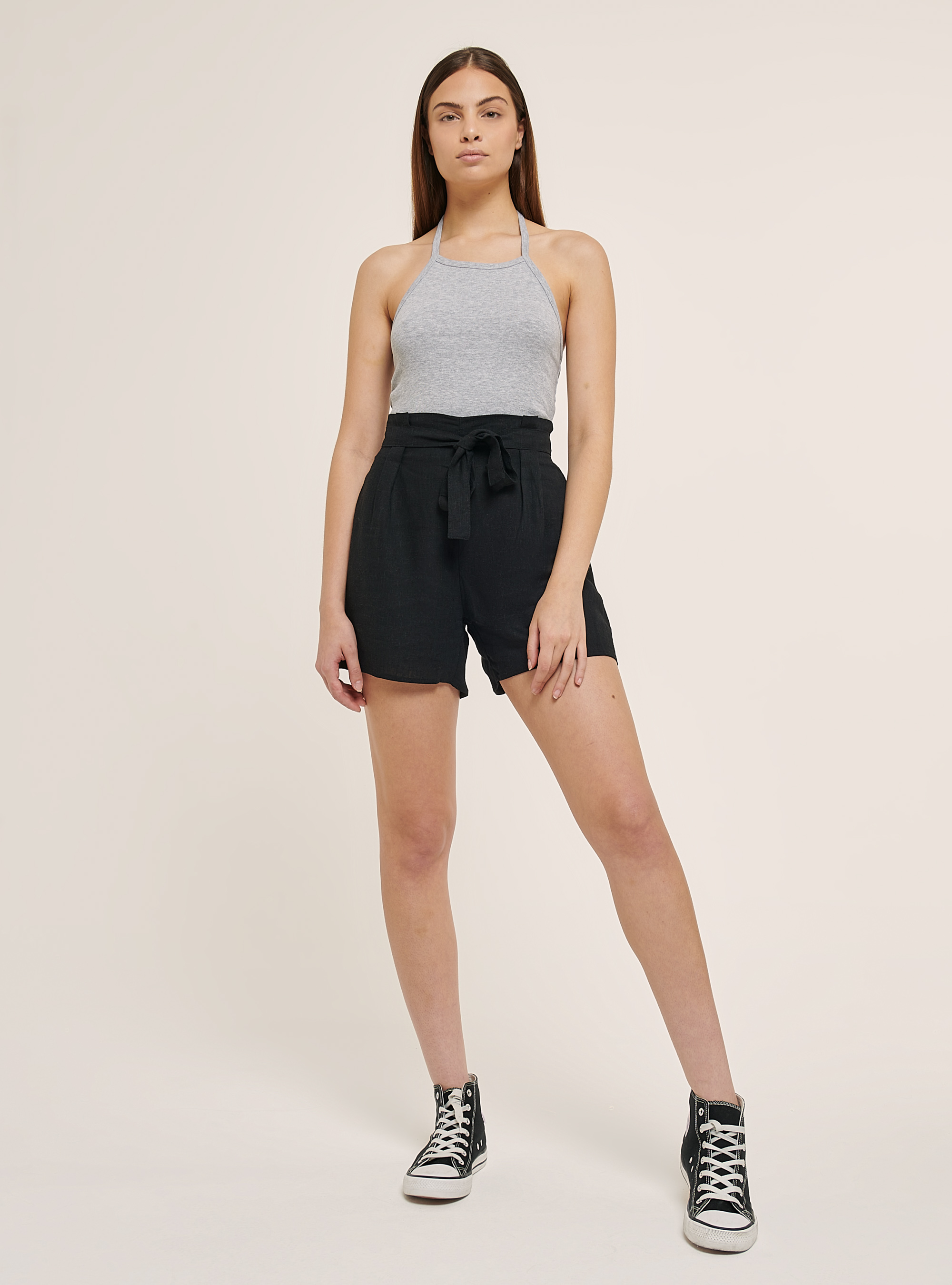 Top con cuello halter, GRIS CLARO MELANGE