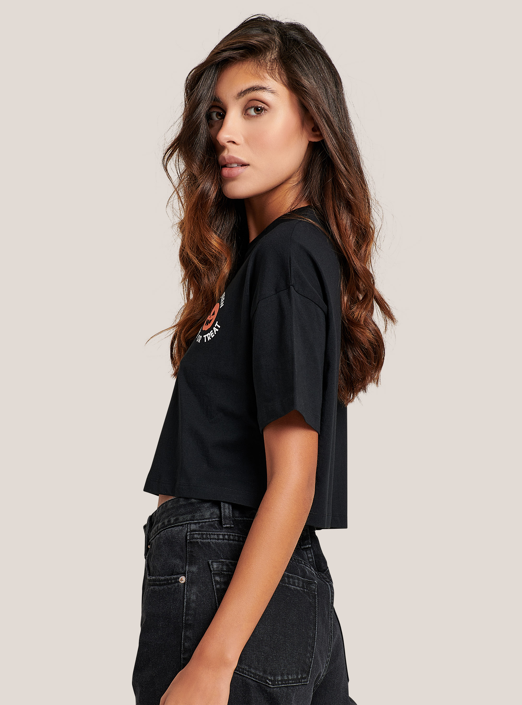 Camiseta de algod&oacute;n de Halloween, NEGRO