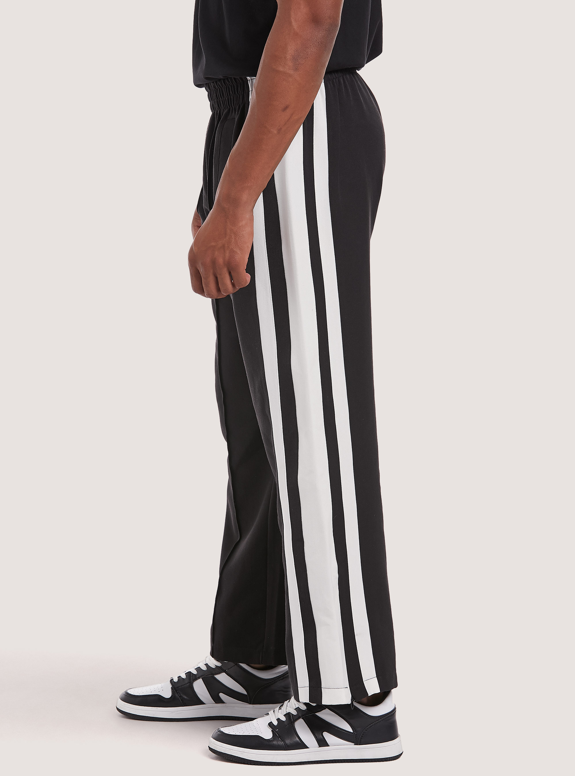 Jogger trousers with side bands, BK1 BLACK