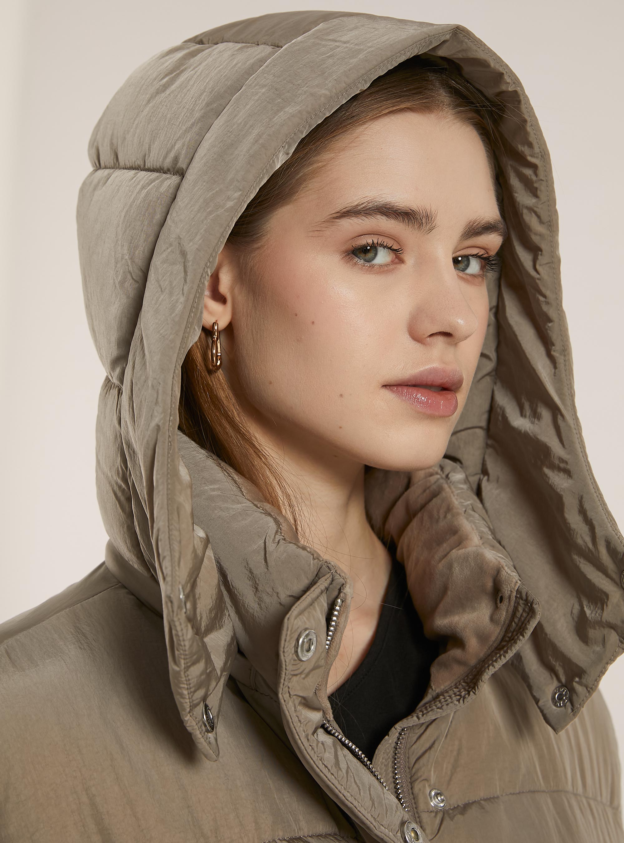 Puffy jacket with removable hood, BG2 BEIGE MEDIUM