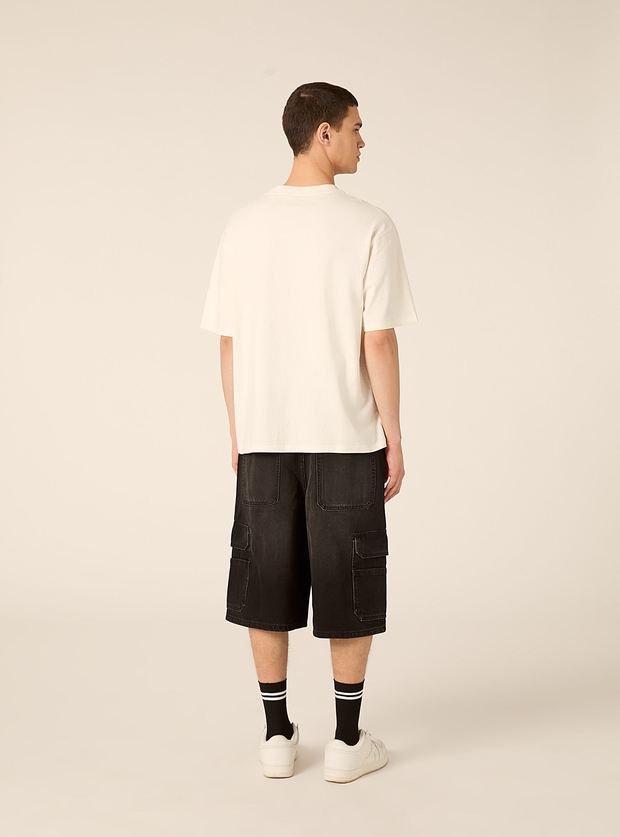 Bermuda baggy cargo indenim, D000 BLACK
