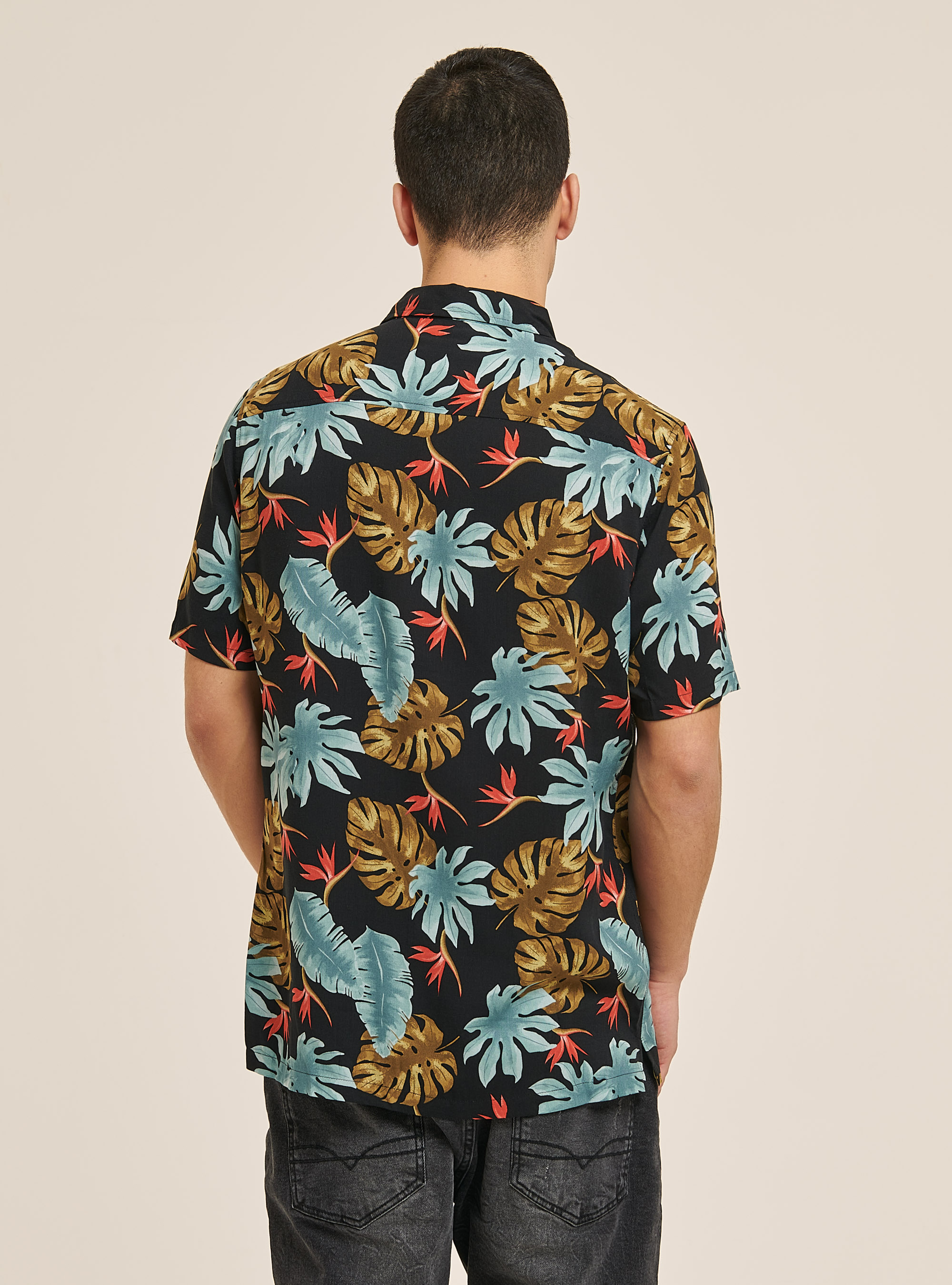 Short-sleeved shirt with tropical print, PALME