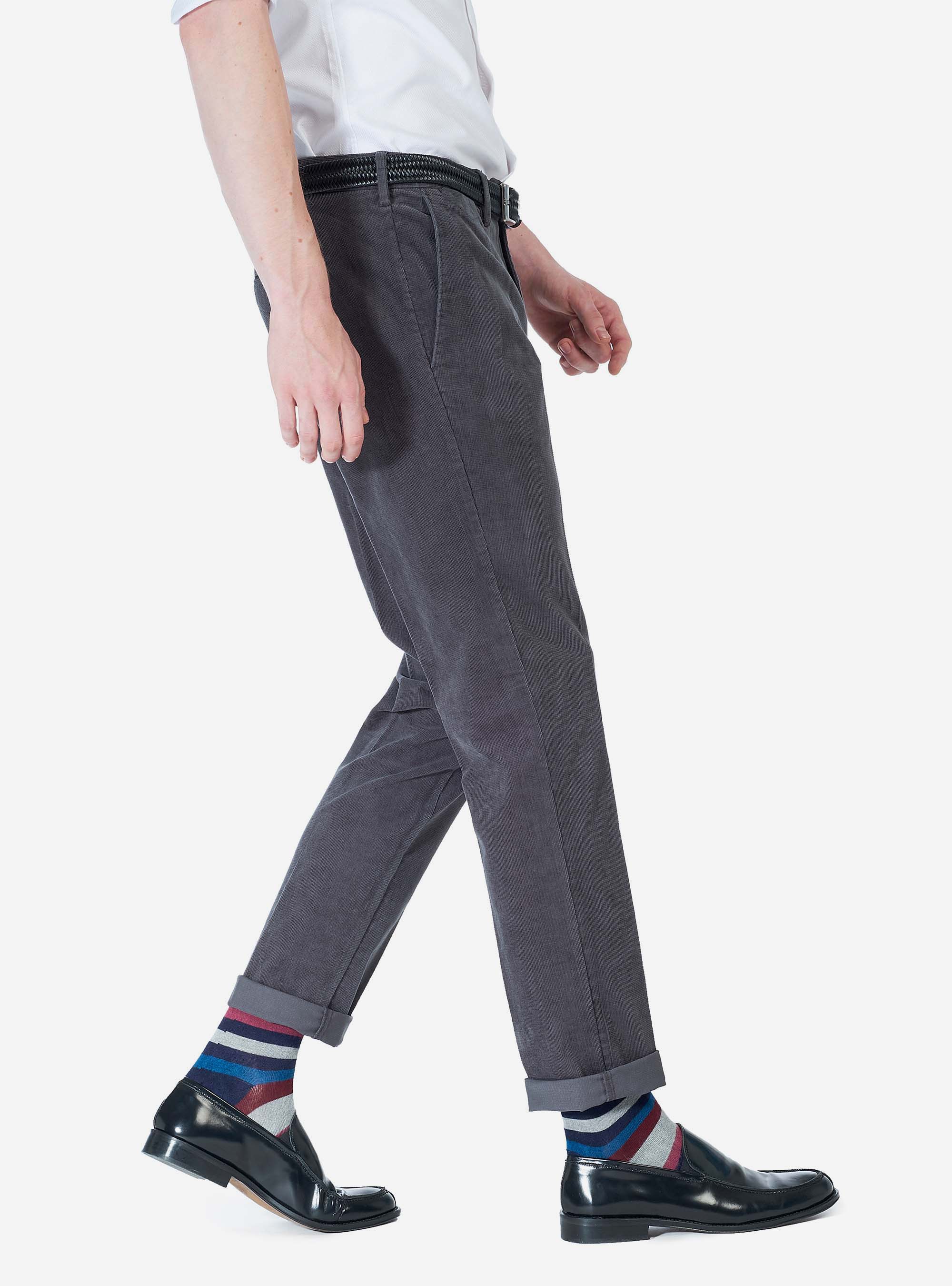 Pantaloni chino in velluto, GRIGIO