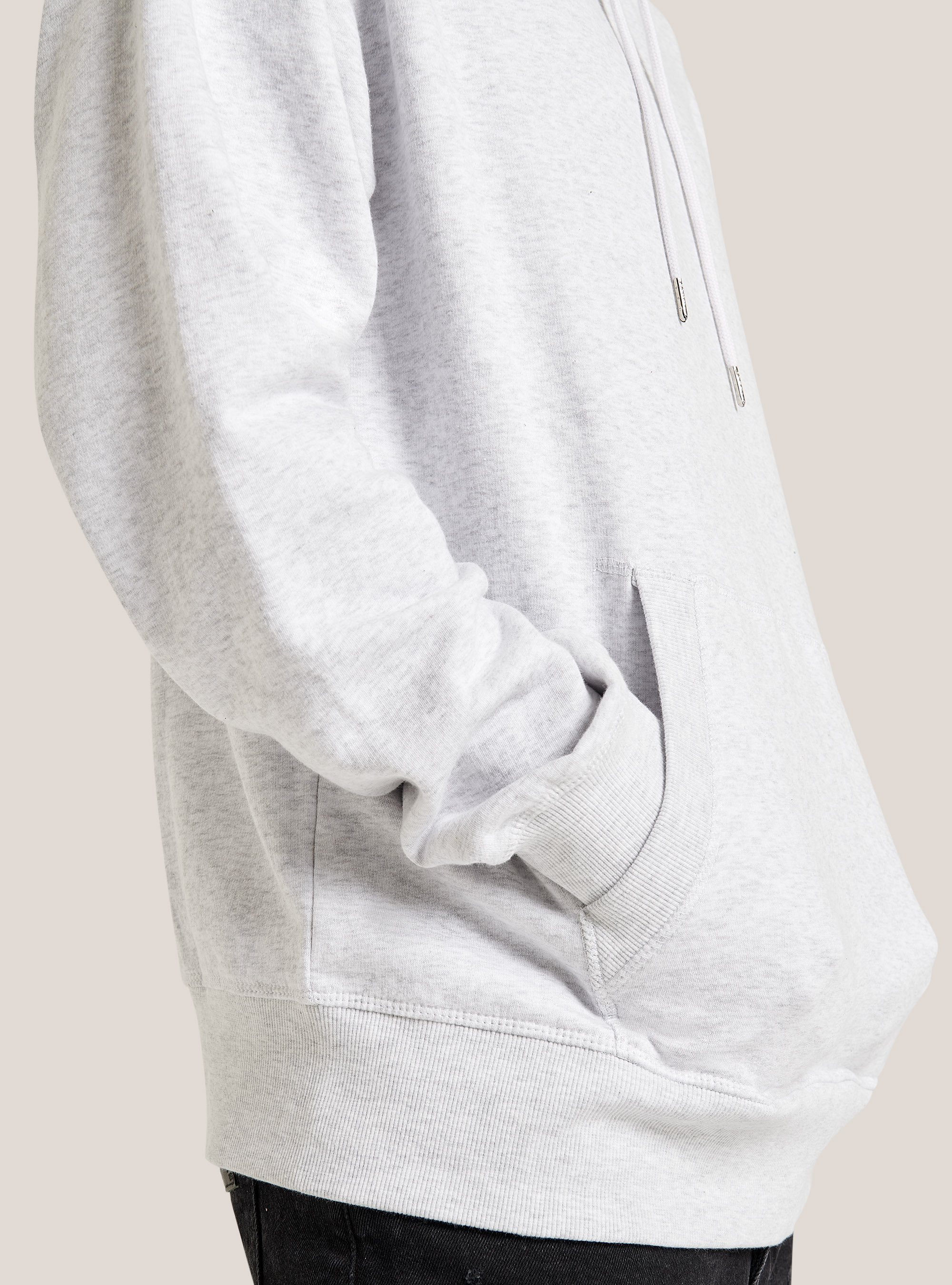 Sweat-shirt basique à capuche avec poche kangourou, C140 WHITE M