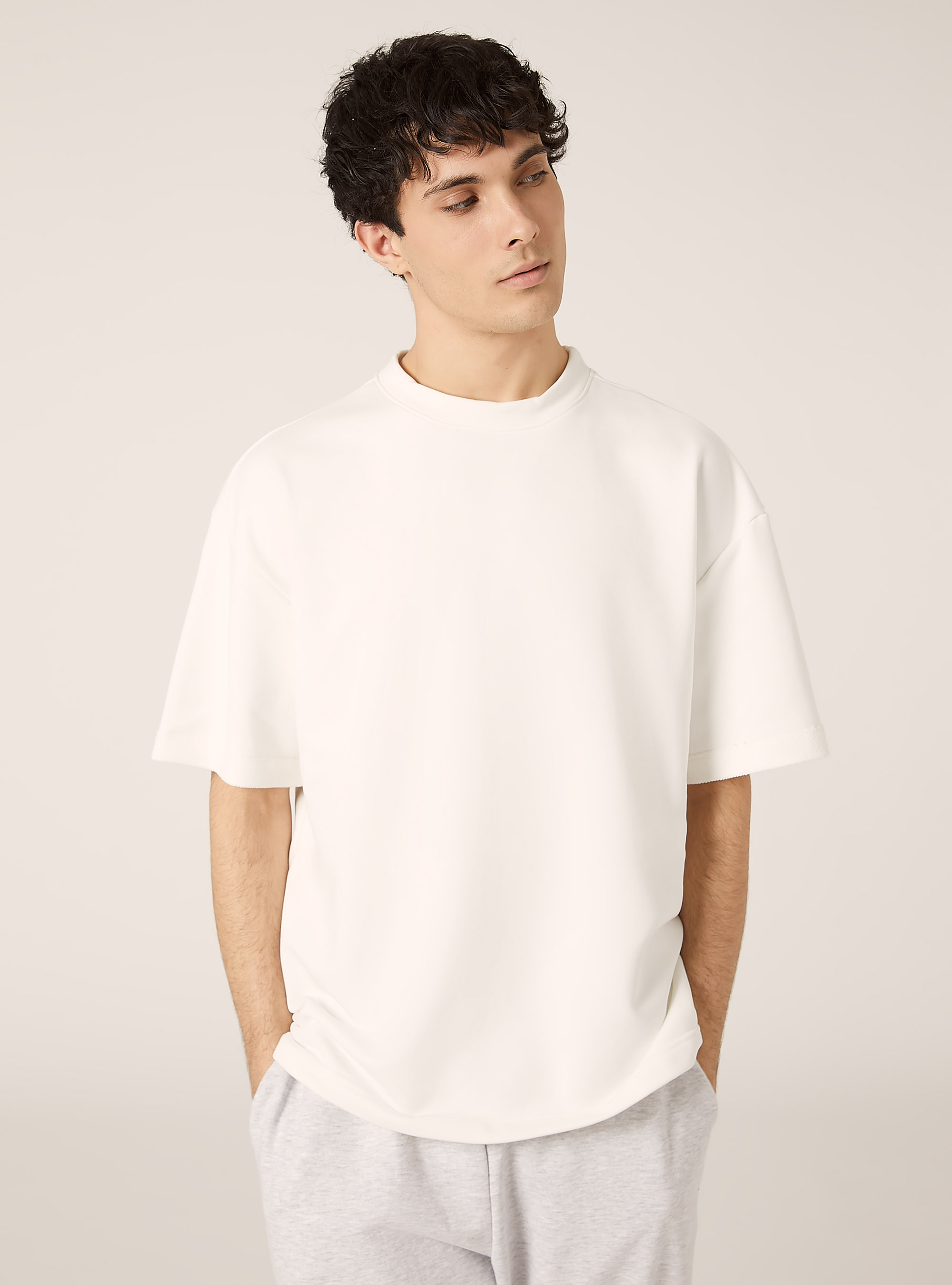 T-shirt boxy en peluche, WH2 WHITE