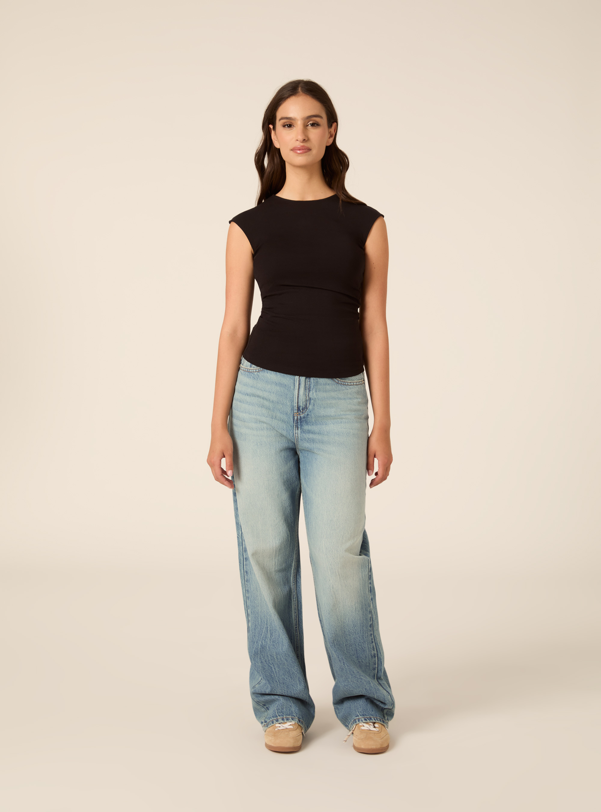 T-shirt basic con arriccio, BK1 BLACK