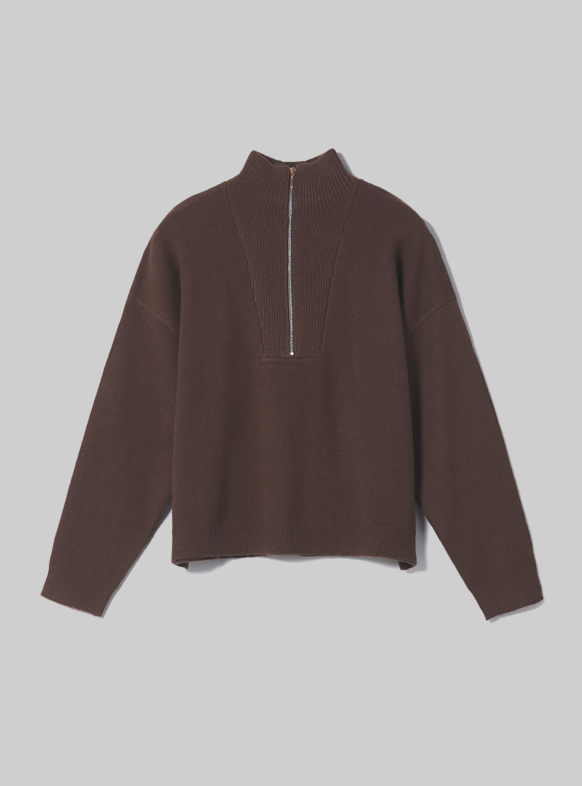 Pull demi-cou avec fermeture éclair, BR2 BROWN MEDIUM