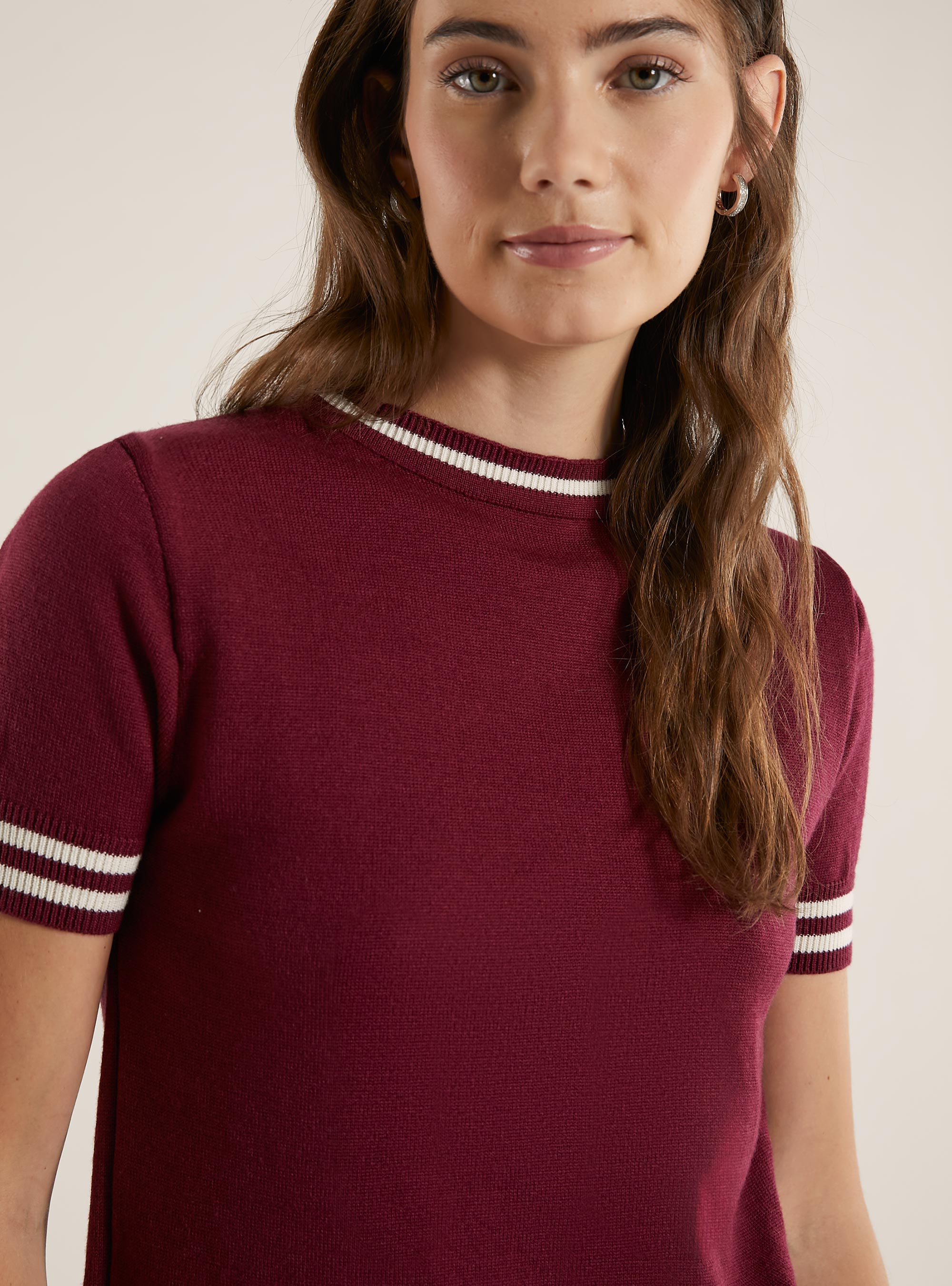 Short-sleeved jersey, BO1 BORDEAUX DARK