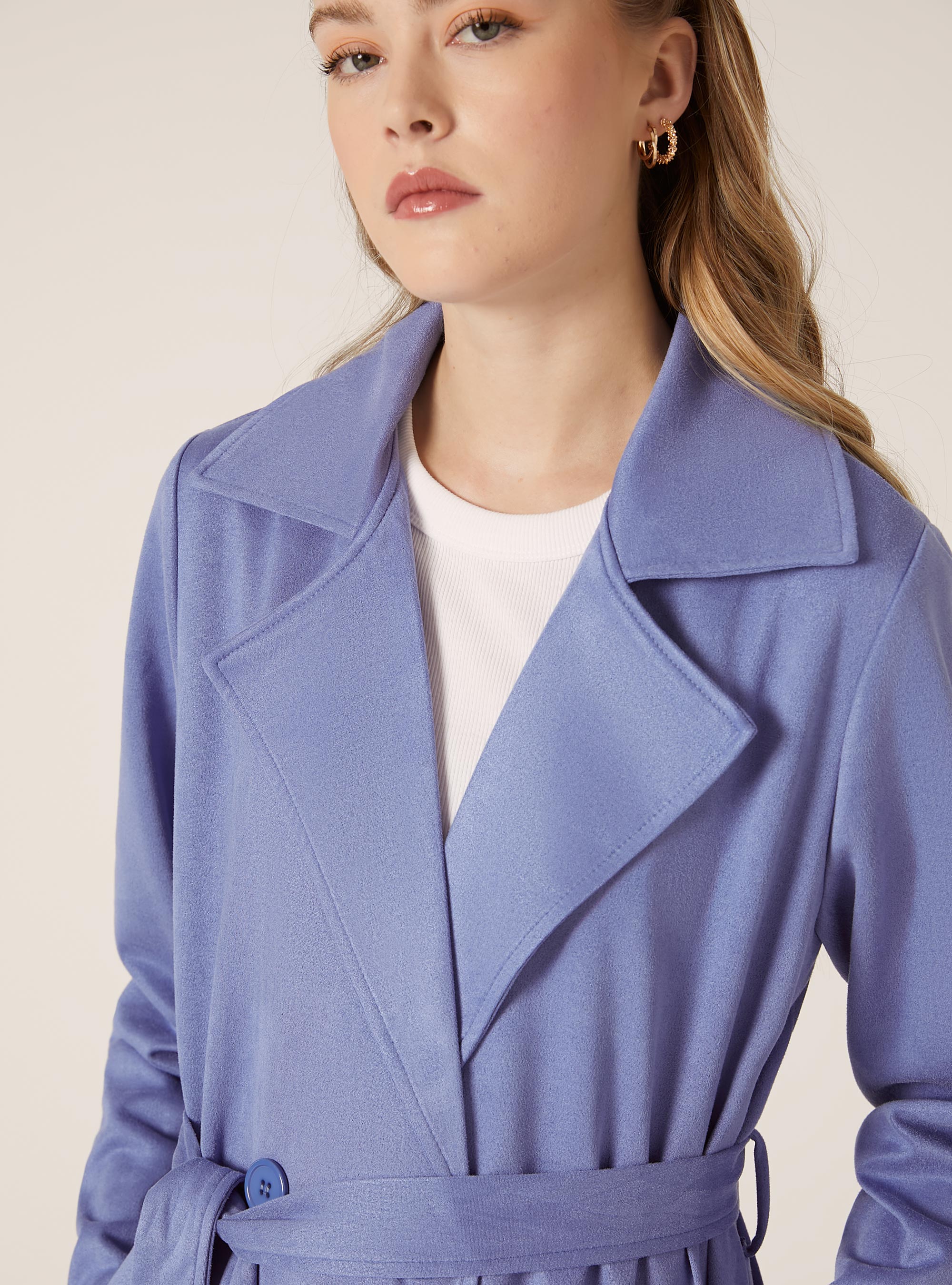 Trench-coat en daim avec ceinture, AZ2 AZURE MEDIUM
