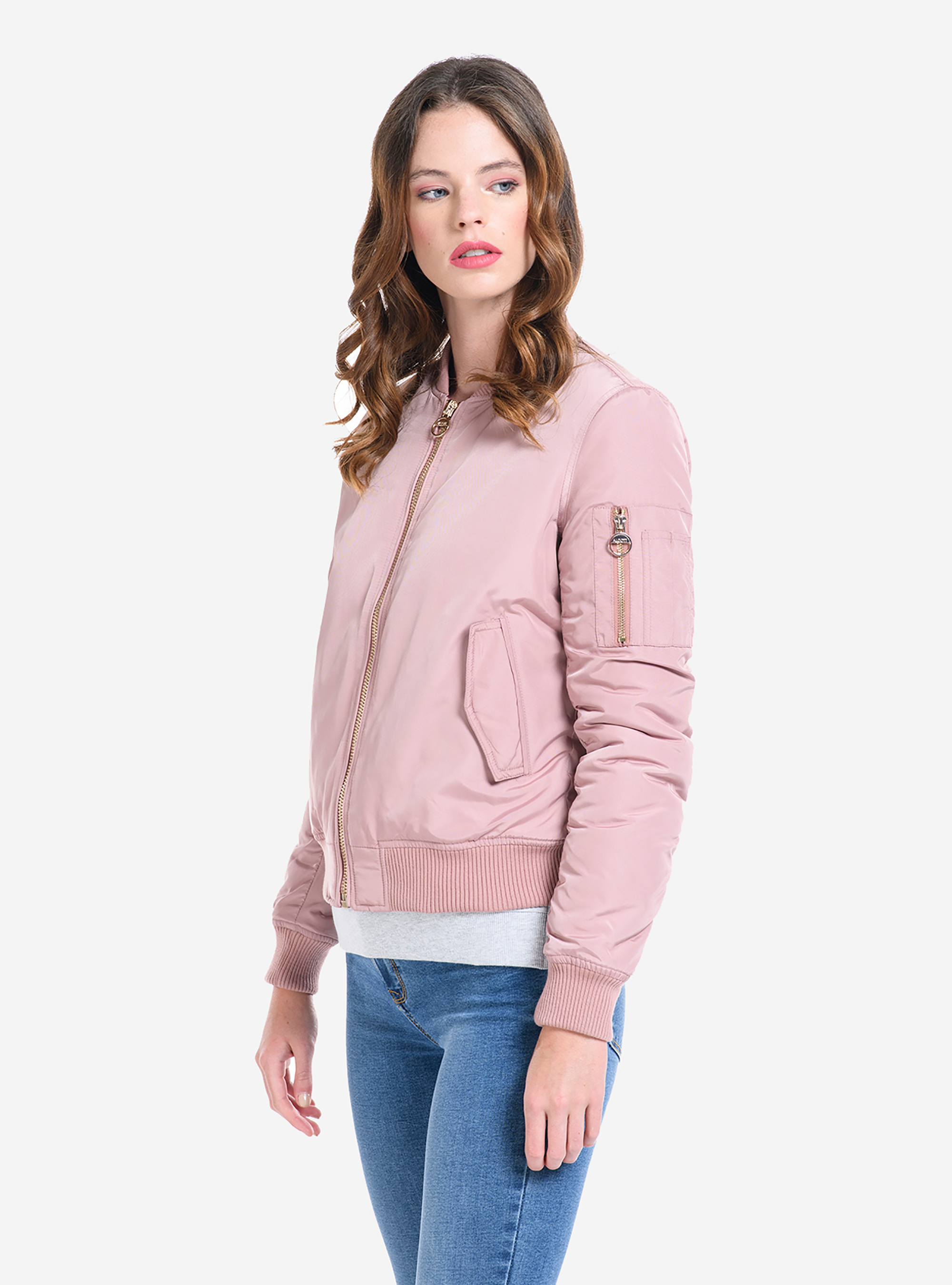 SATINATED BOMBER, PINK