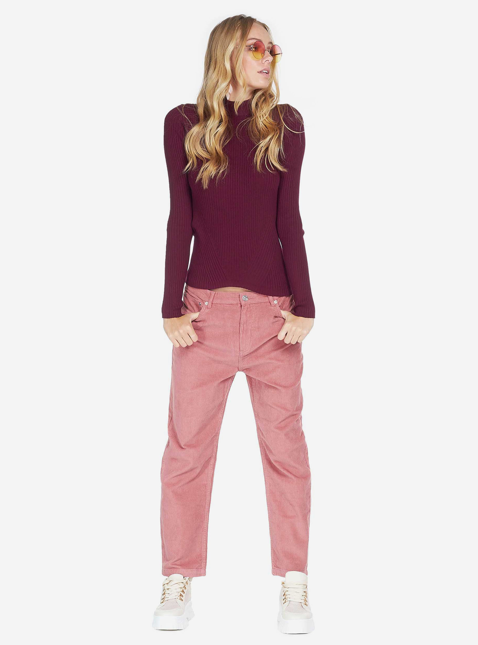 Lupetto in maglia a coste, BORDEAUX