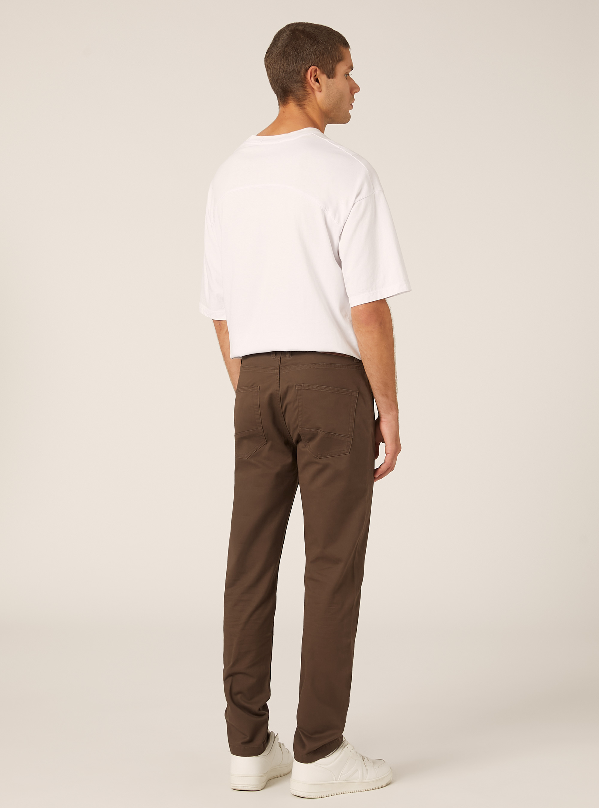 Pantalones pitillo de algodón, BR2 BROWN MEDIUM