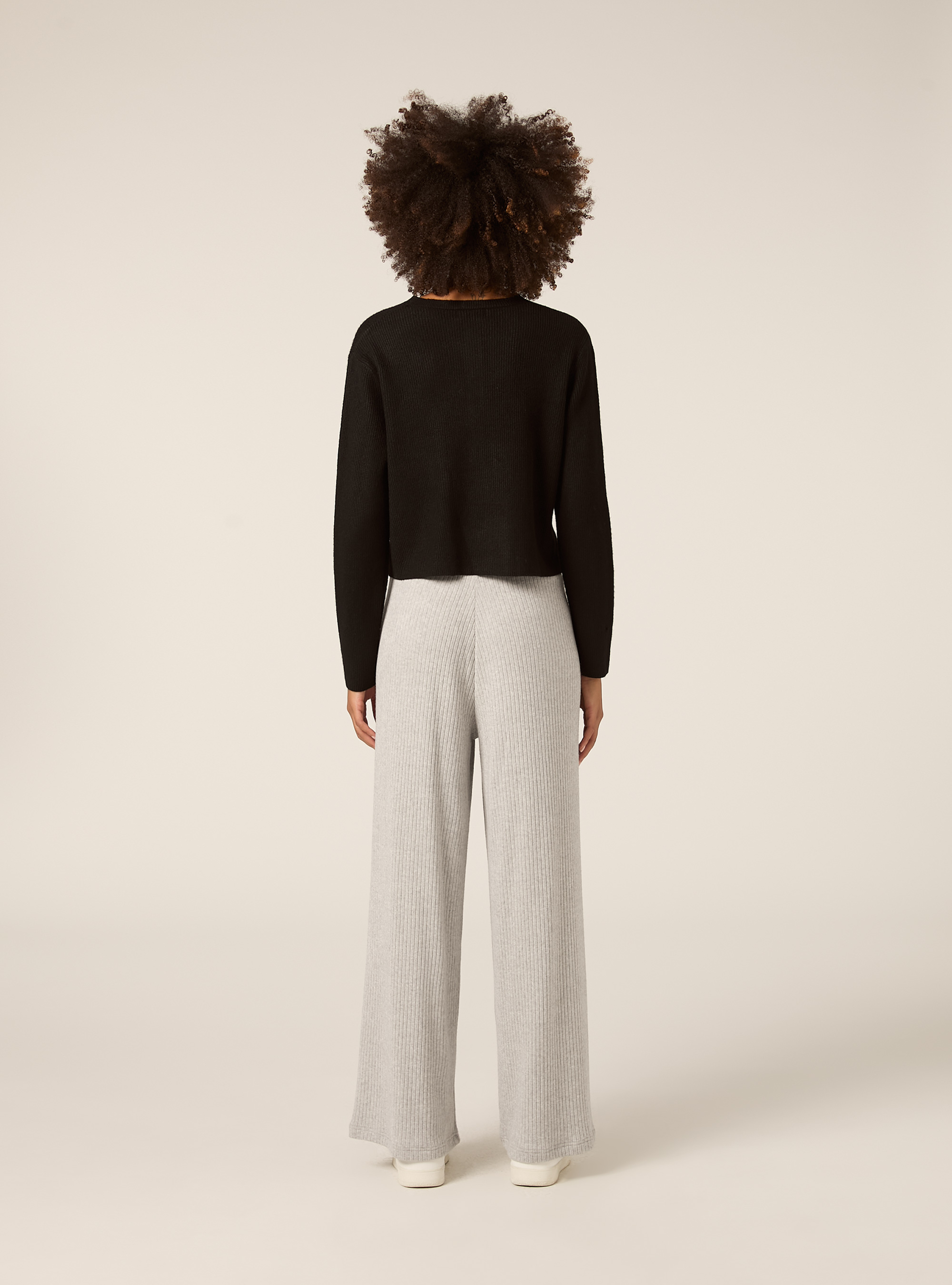 Cárdigan de punto acanalado con botones, BK1 BLACK