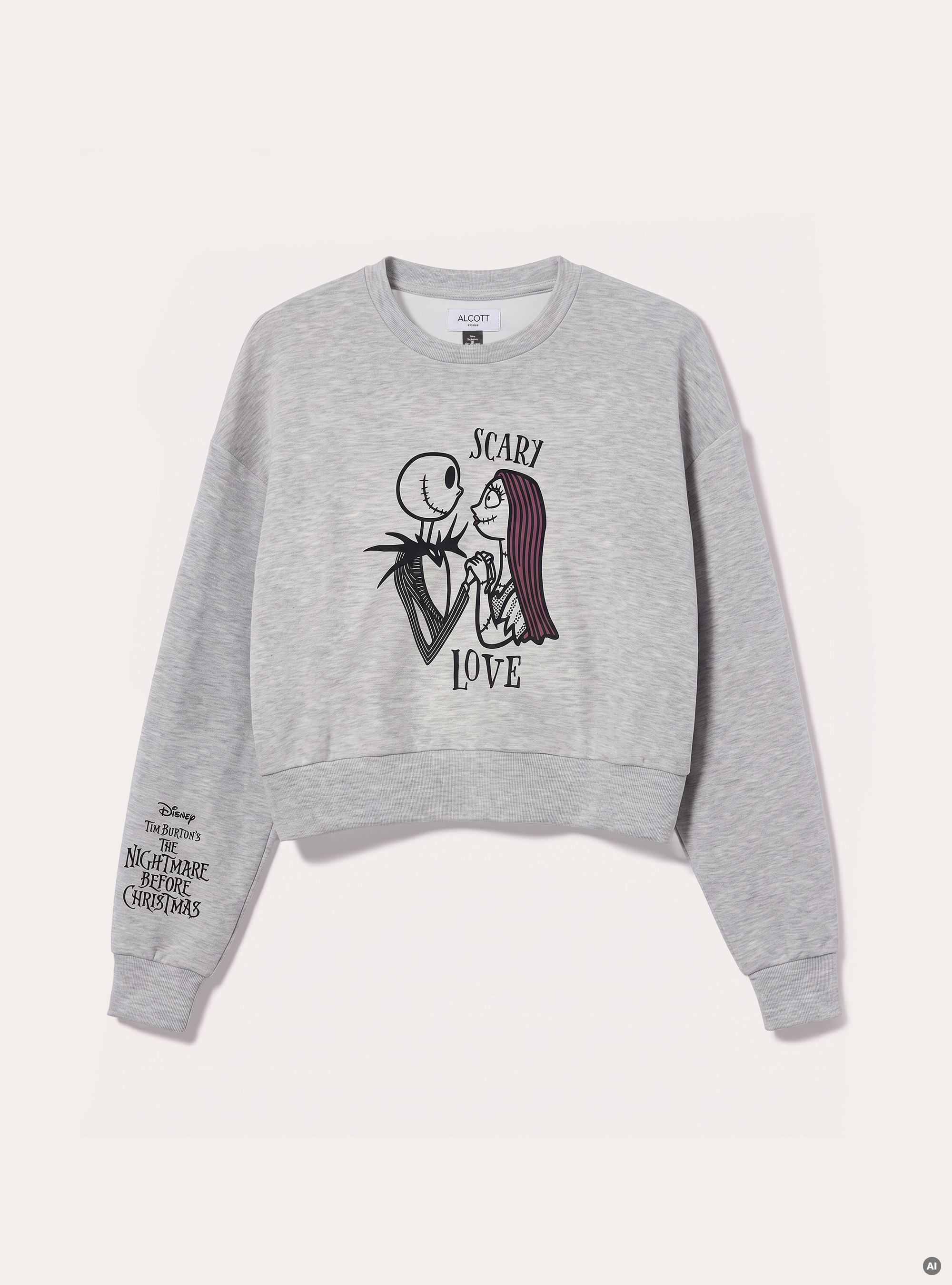 Felpa girocollo the nightmare before christmas, MGY3 GREY MEL LIGHT