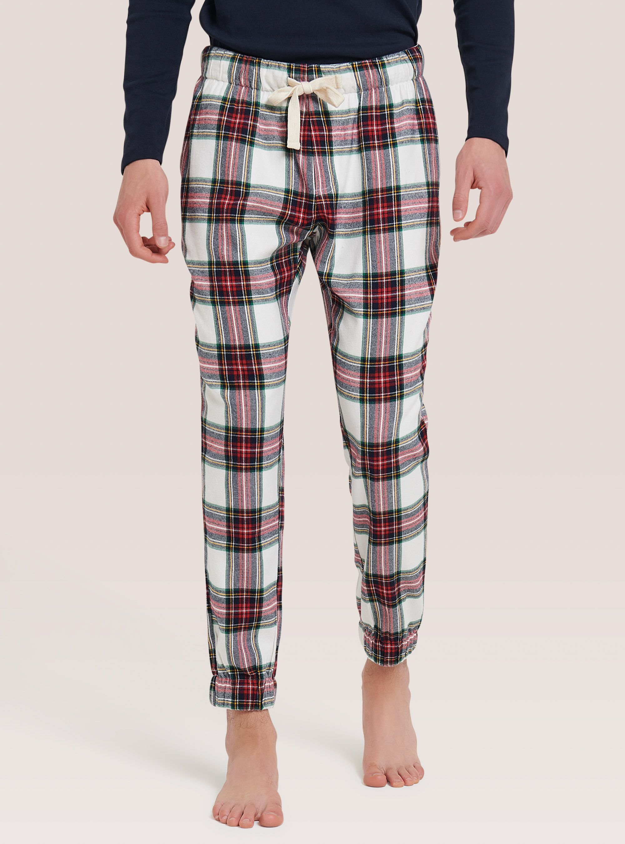 Pantalones de pijama de tartán, BLANCO