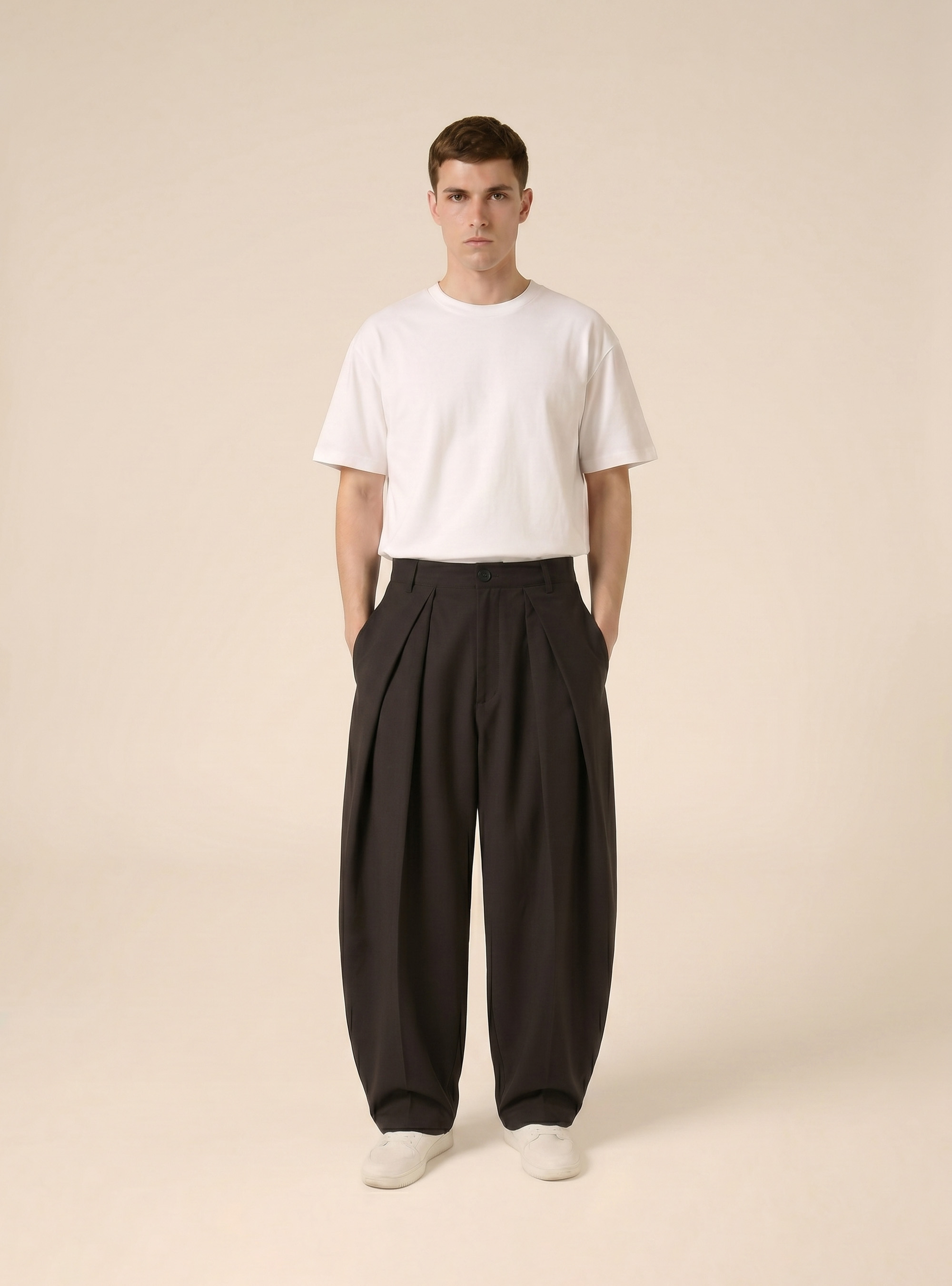 Tailored Super Baggy Fit Pants, BK1 BLACK