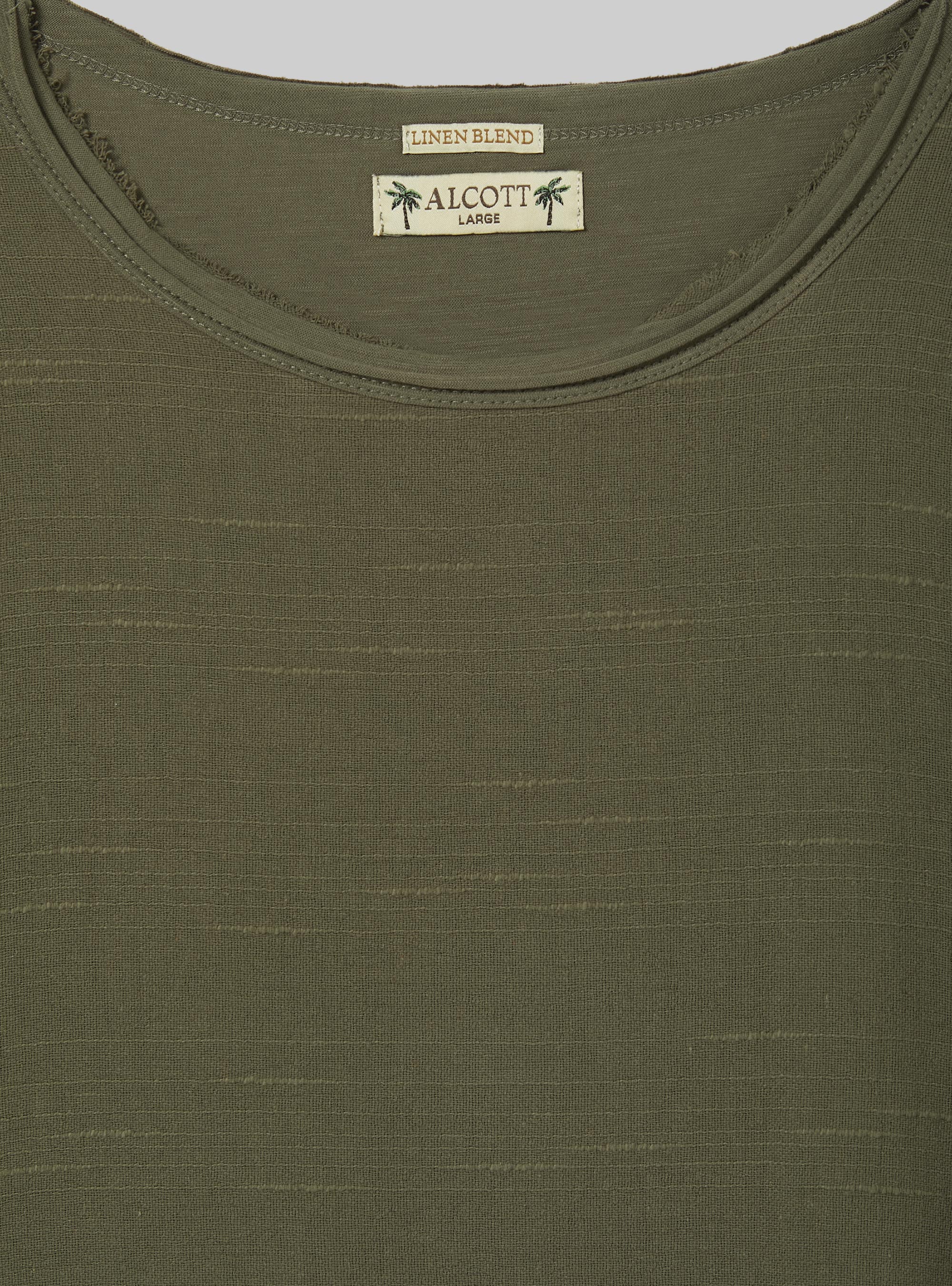 Linen-blend T-shirt in slub fabric, KY2 KAKY MEDIUM