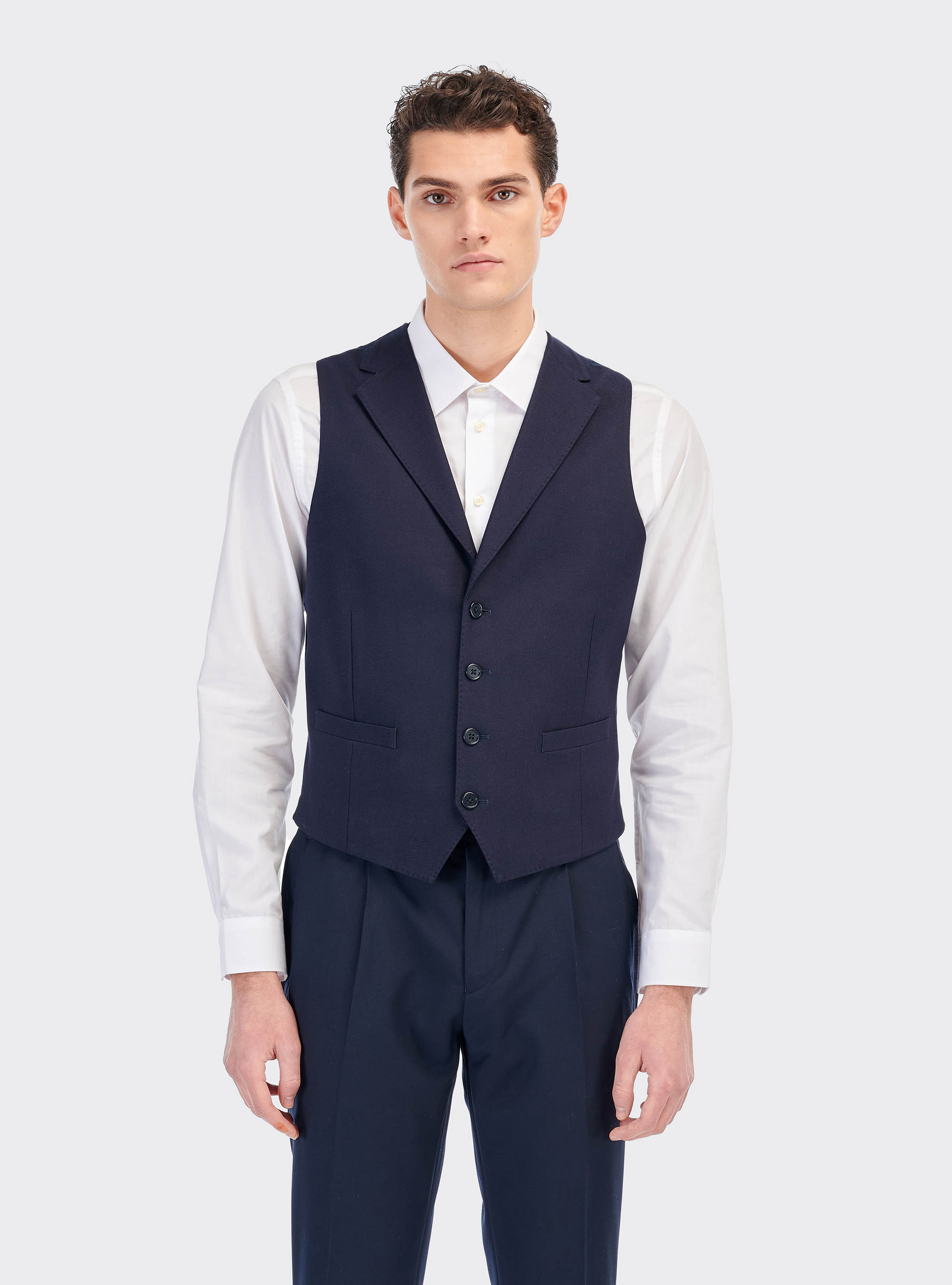 Single-breasted pointed revers suit vest, BLUE NAVY