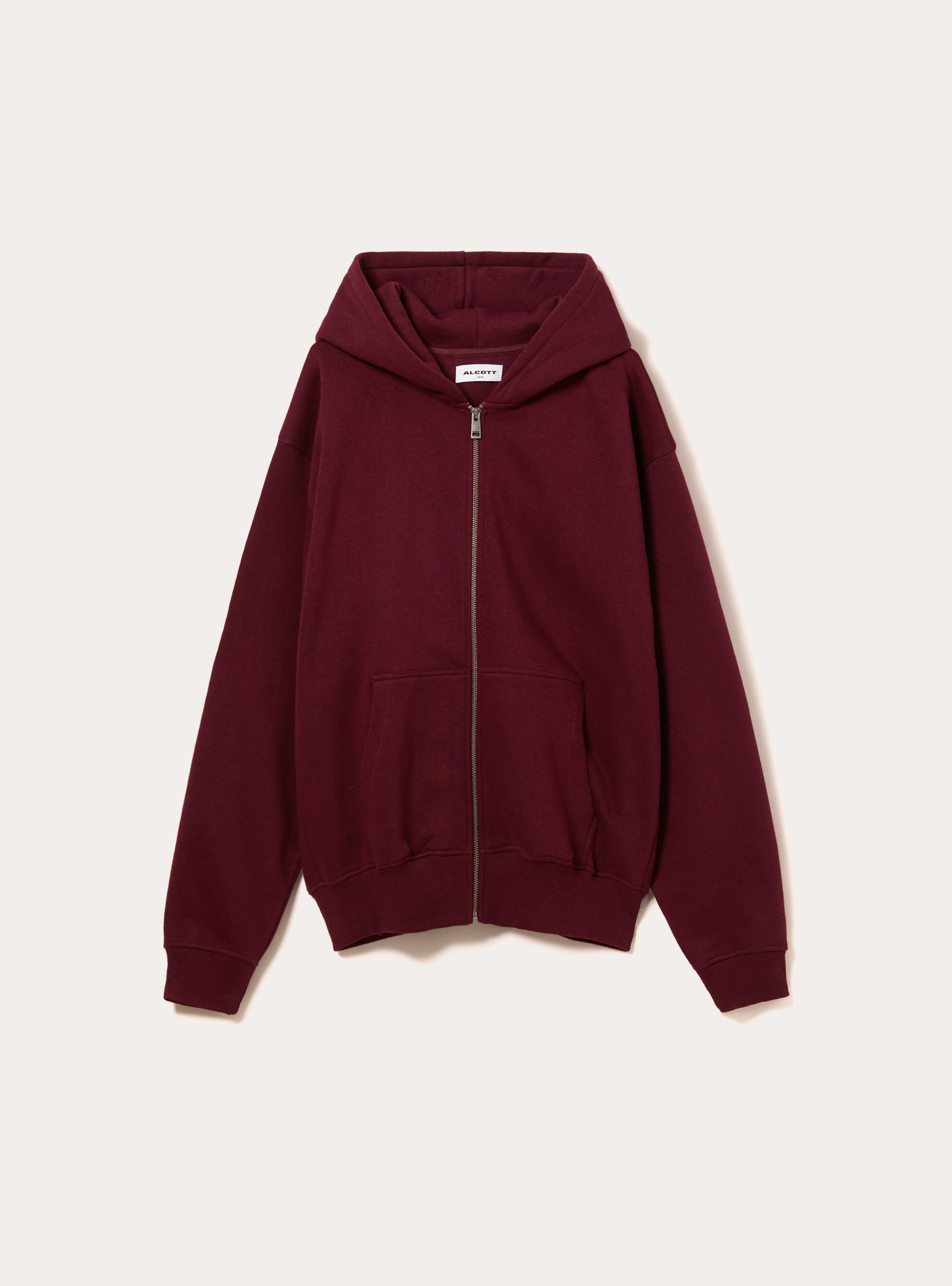 Boxy fit zip-up hoodie, BO1 BORDEAUX DARK