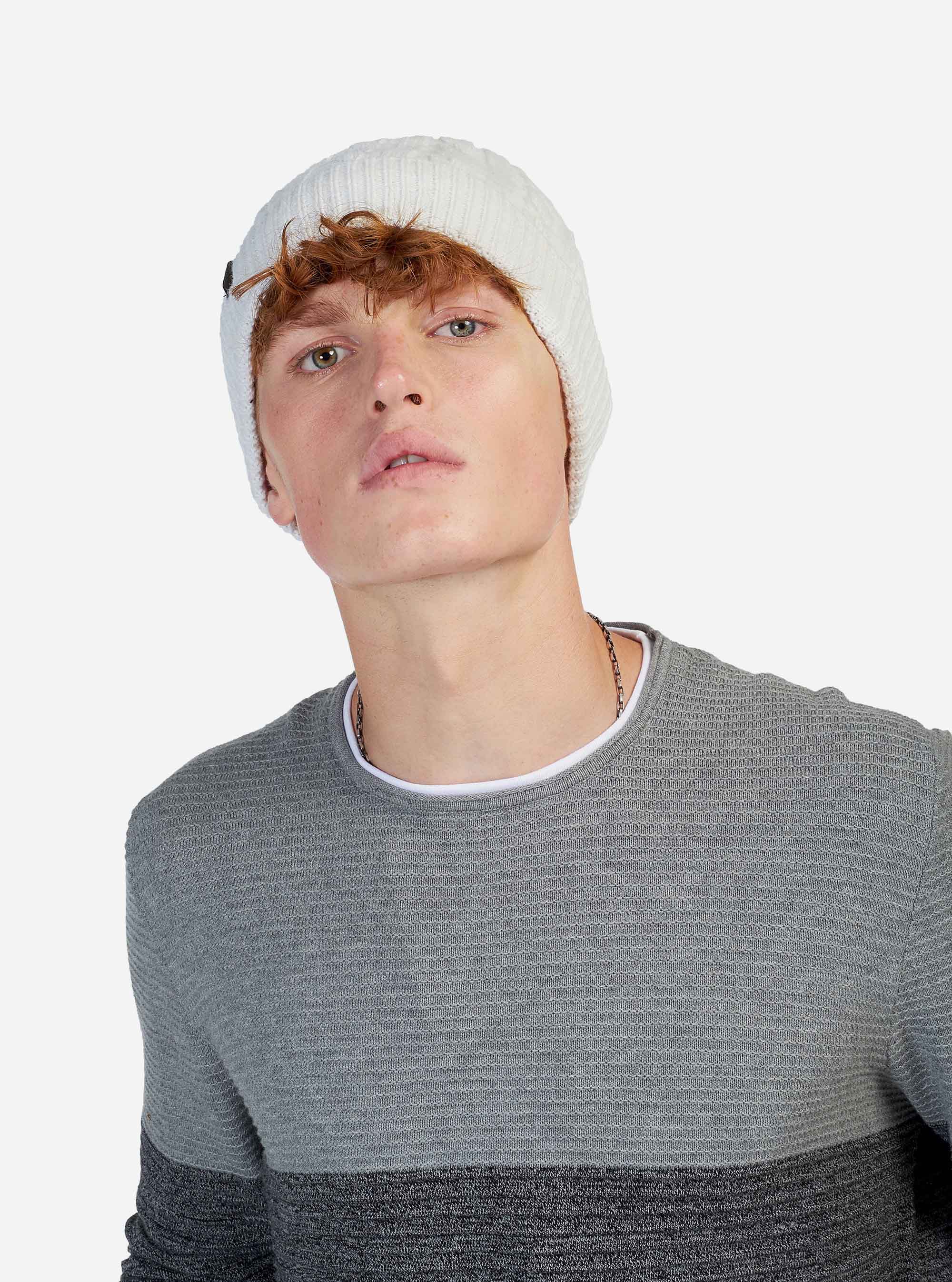 WOOLEN HAT WITH BRAID, C004 WHITE