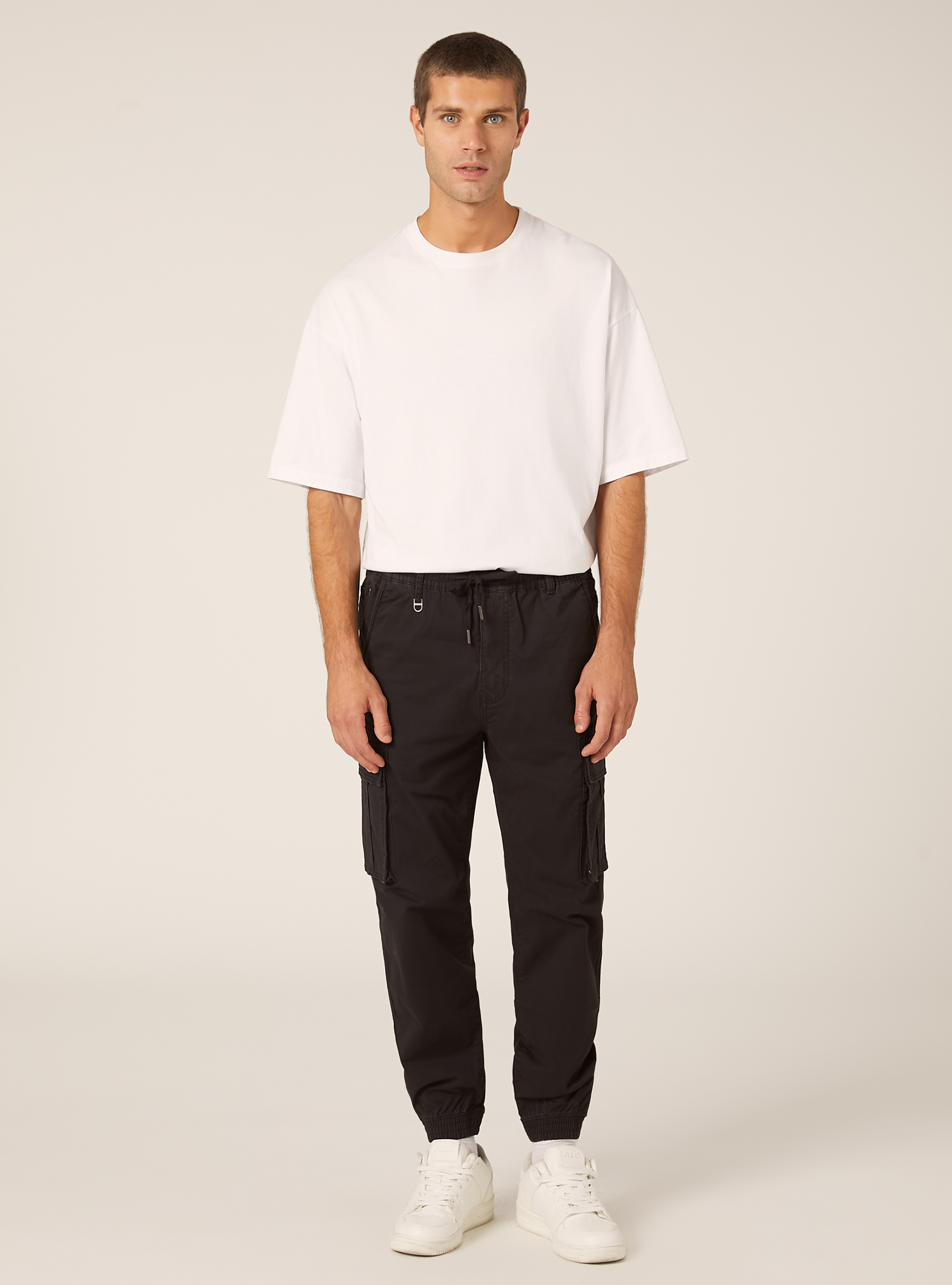 Stretch twill cargo jogger pants, BK1 BLACK