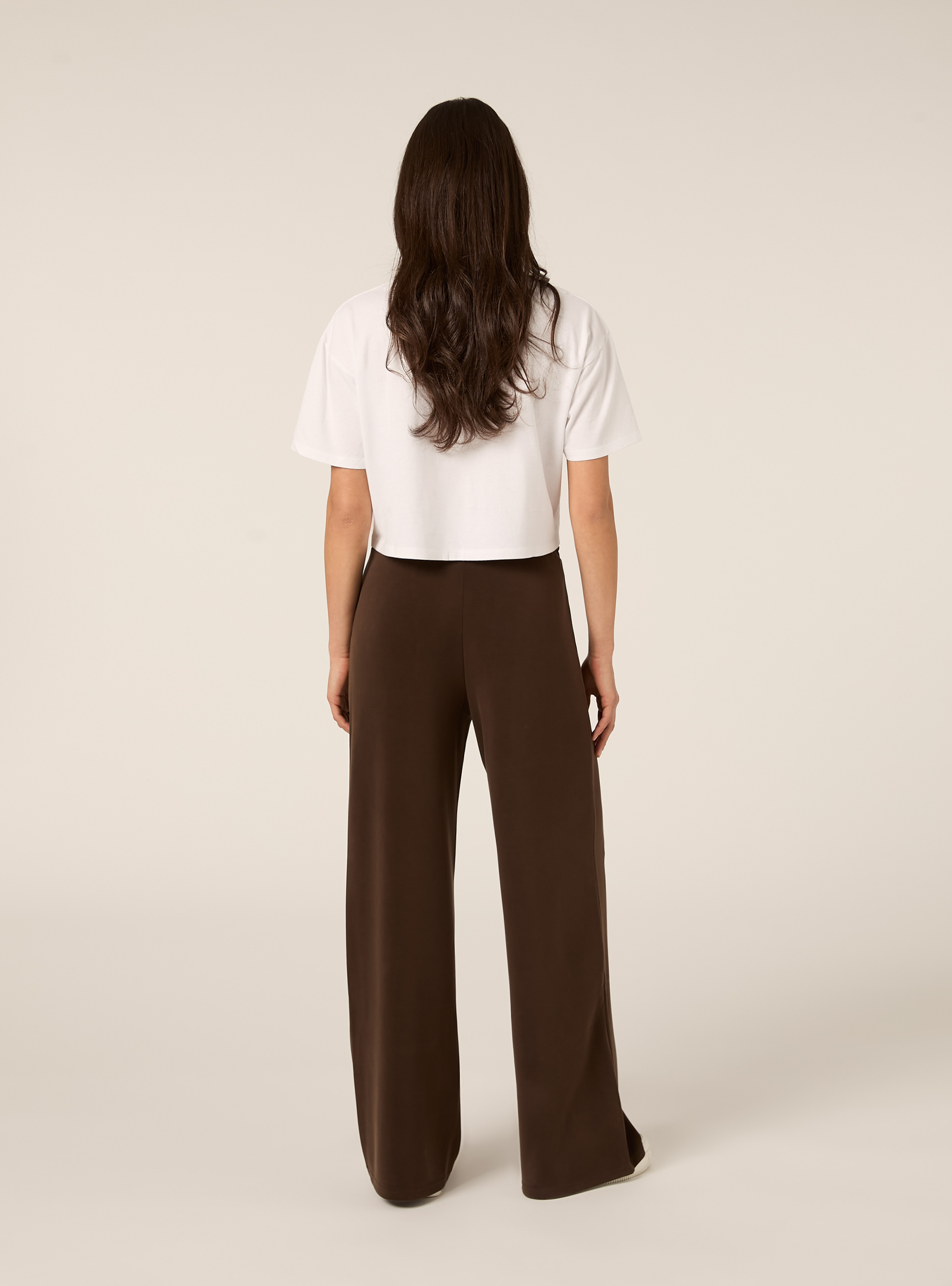 Jogger wide leg soft touch, BR2 BROWN MEDIUM