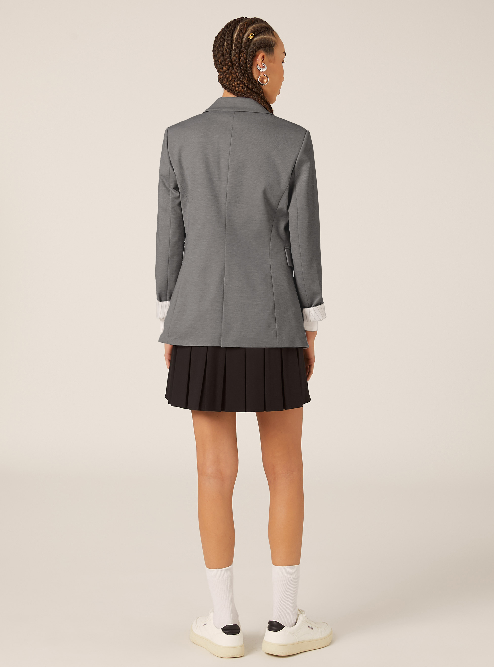 Blazer morbido in jersey, MGY1 GREY MEL DARK