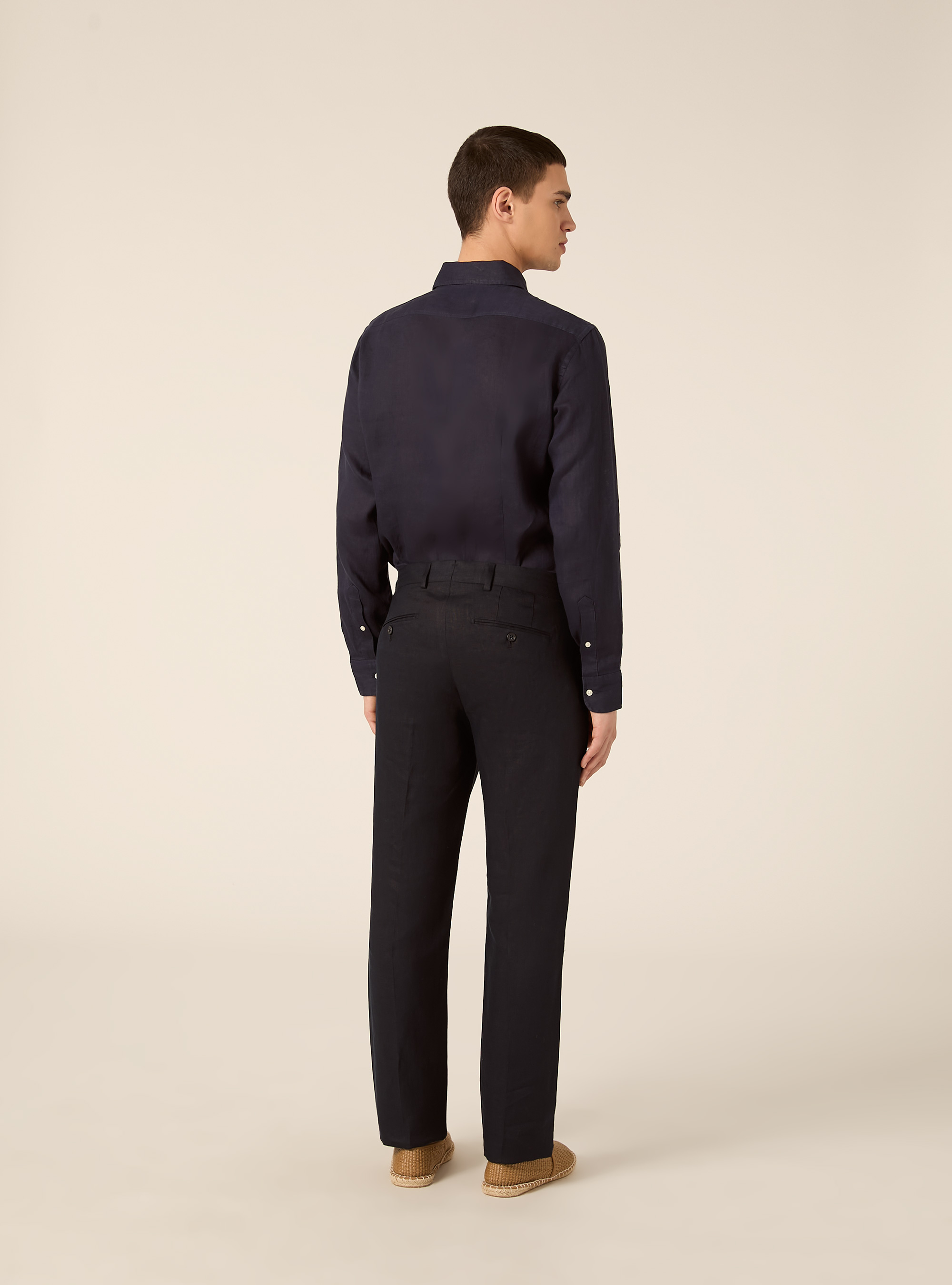 Pantaloni in lino, NA1 NAVY DARK