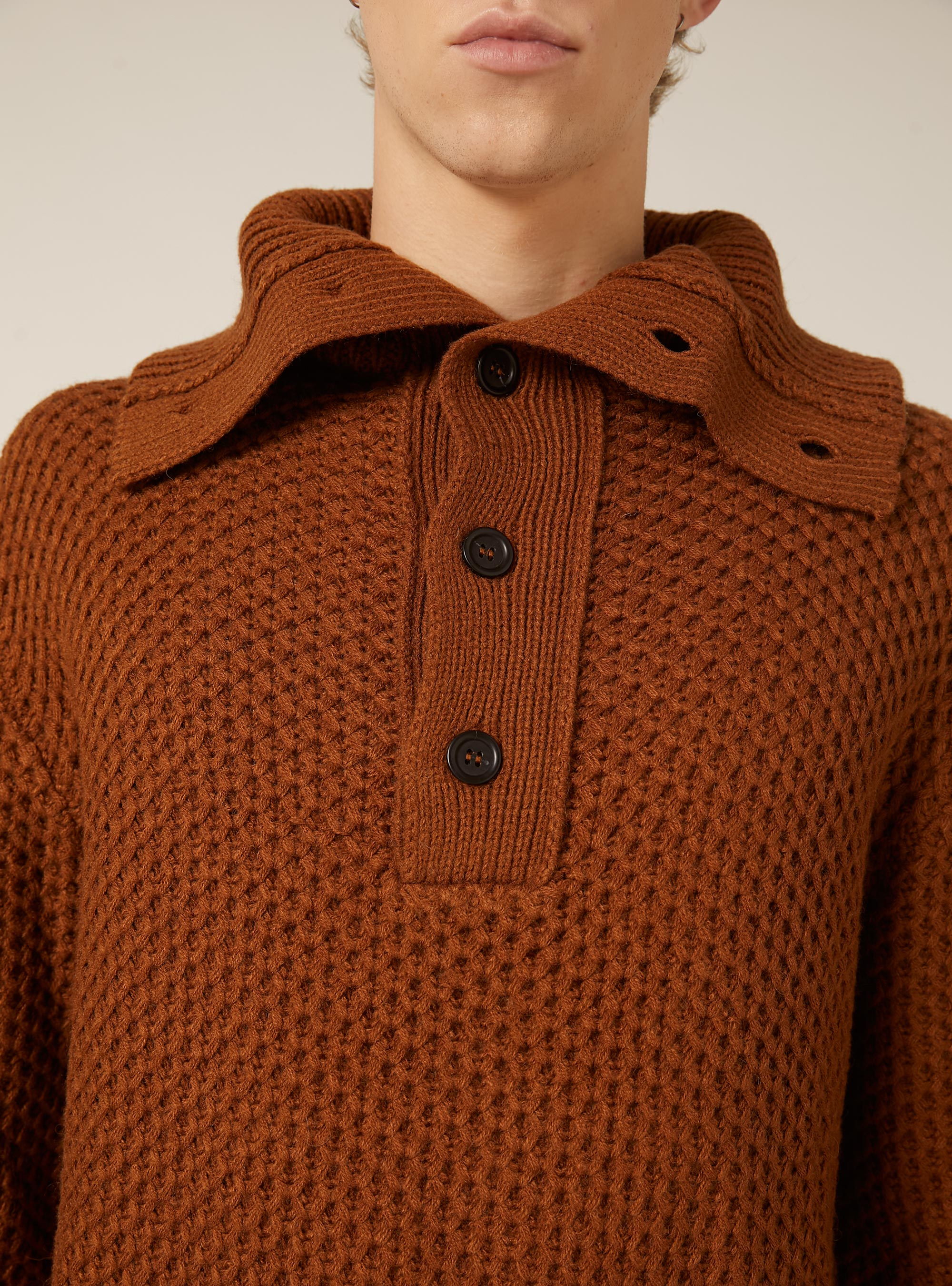 Pullover mit Polokragen, TB1 TOBACCO DARK