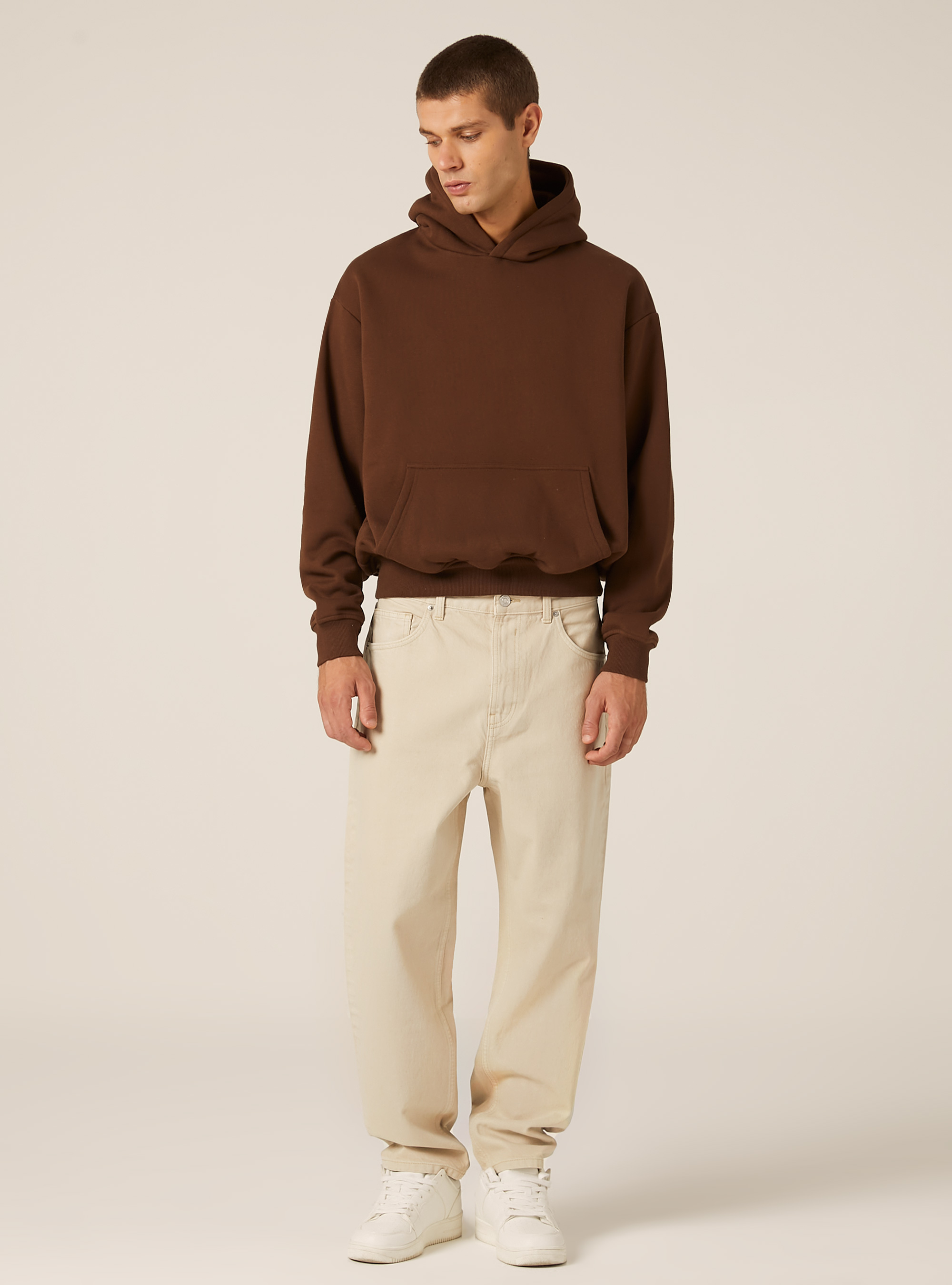 Boxy fit hoodie, BR2 BROWN MEDIUM