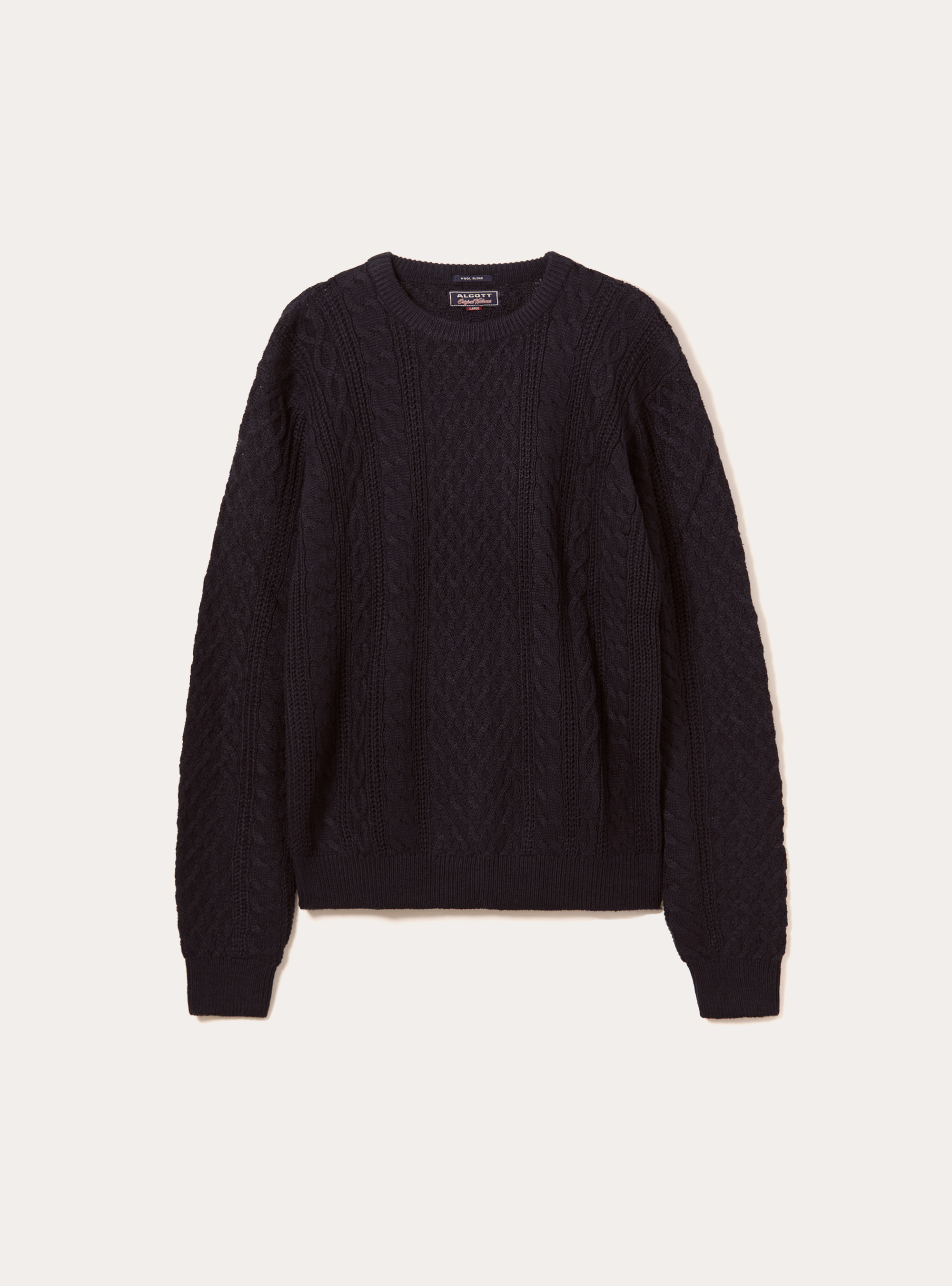 Crew-neck pullover with braids, BLUE NAVY