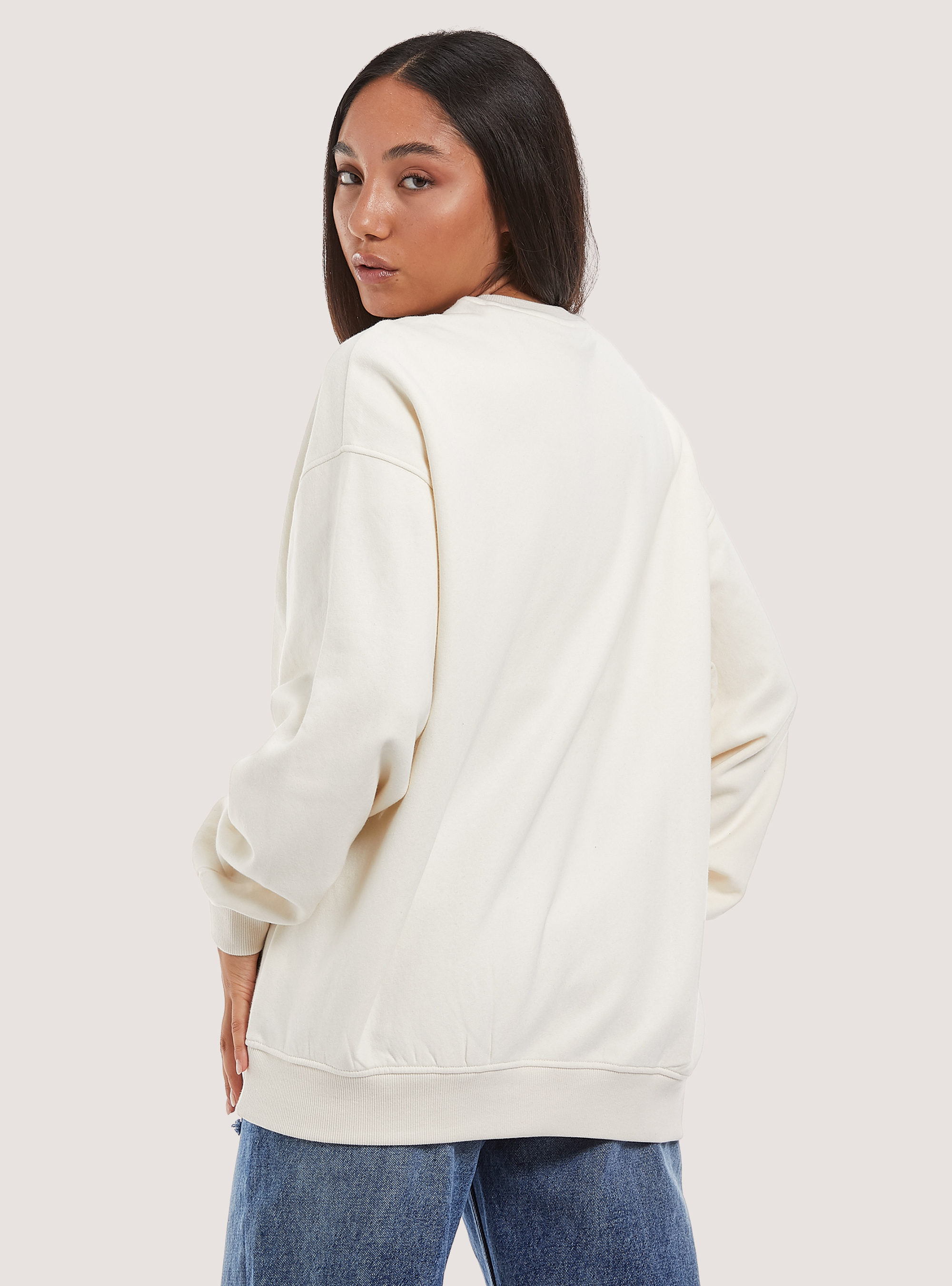 Sudadera con estampado universitario oversize, WH1 OFF WHITE