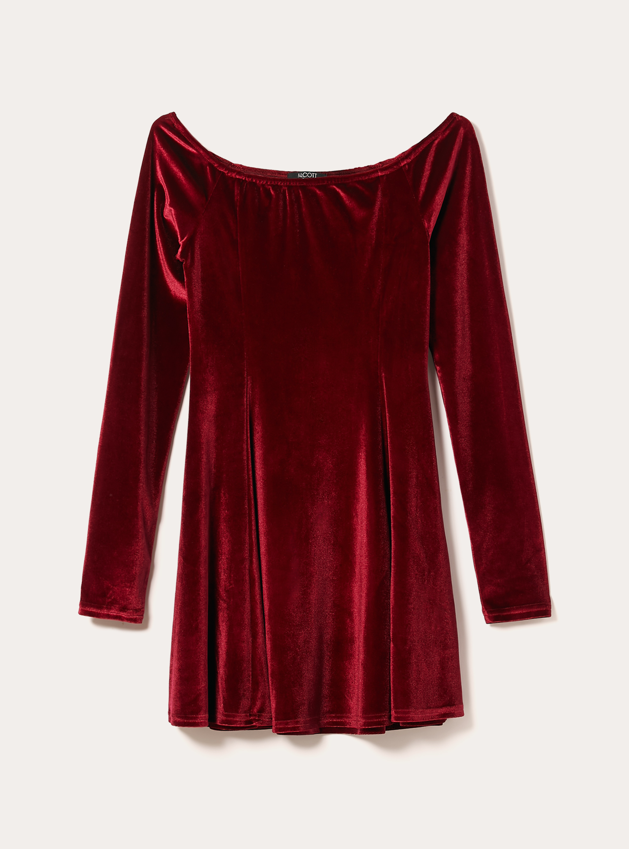 Abito in velluto svasato con spalle scoperte, RD2 RED MEDIUM