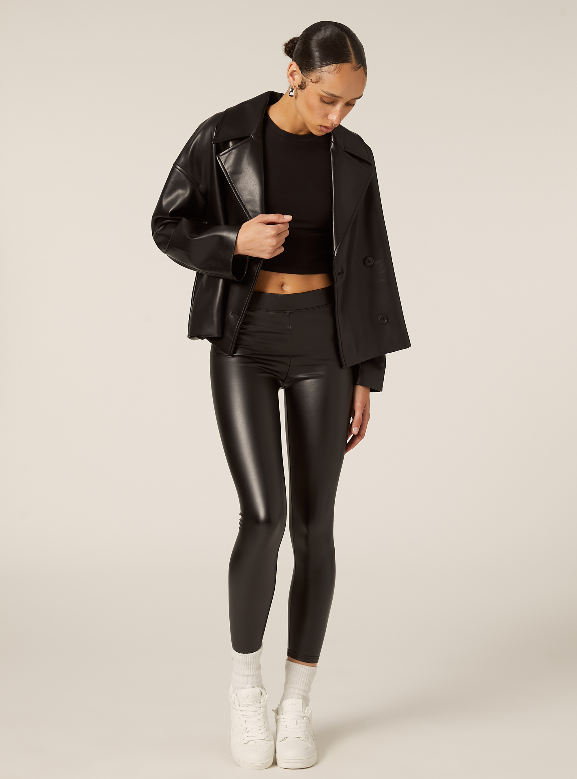 Leather-effect leggings, BK1 BLACK