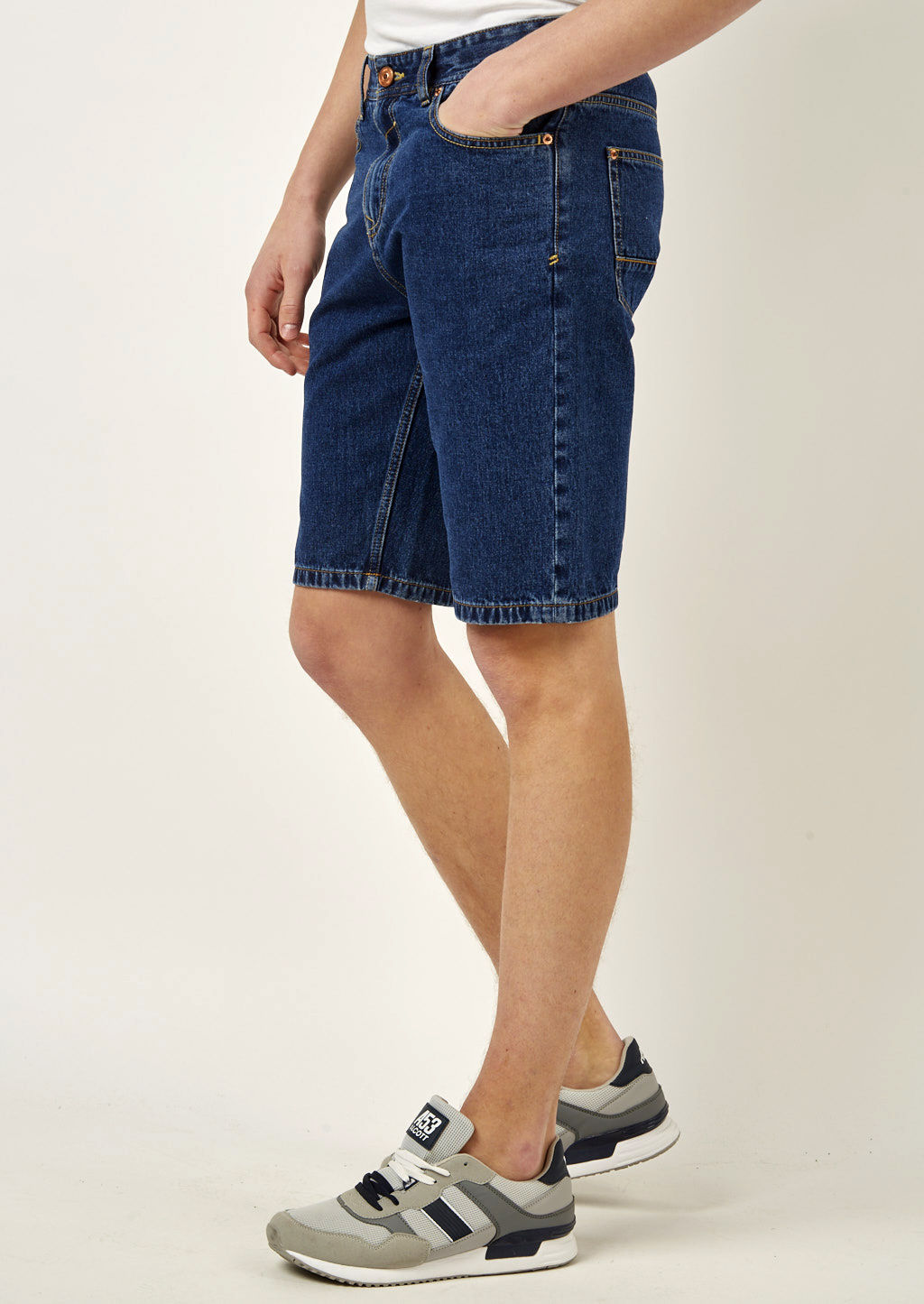 Bermuda in denim slim fit, AZZURRO