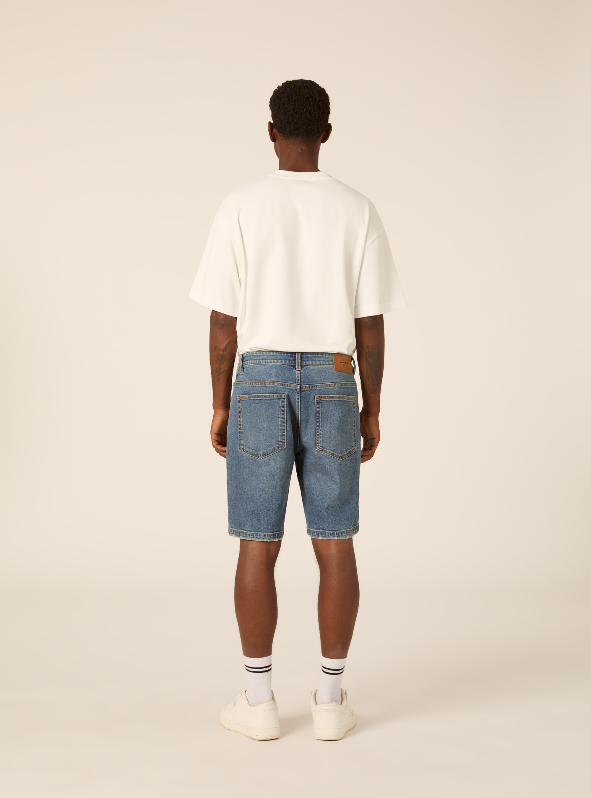 Jeans bermuda slim, D002 MEDIUM DARK BLUE