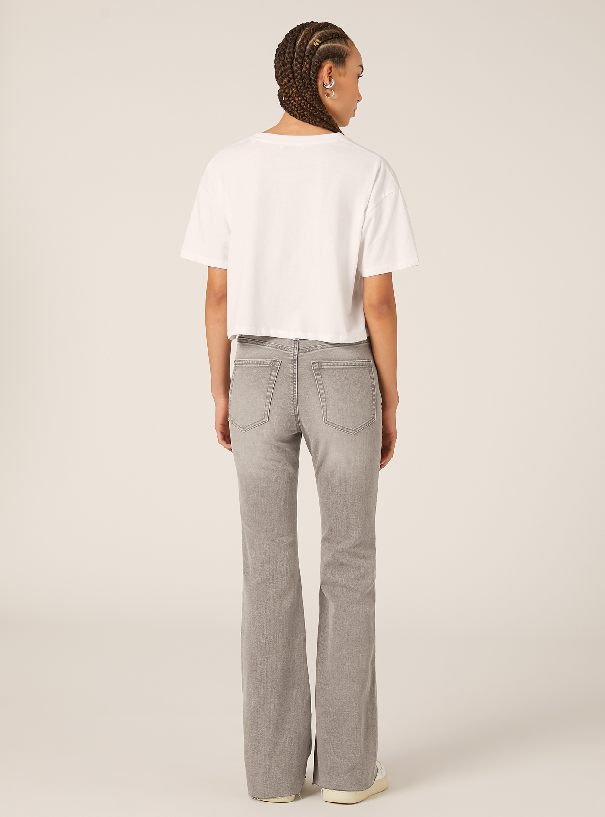 High-waisted flare jeans, D00G GREY