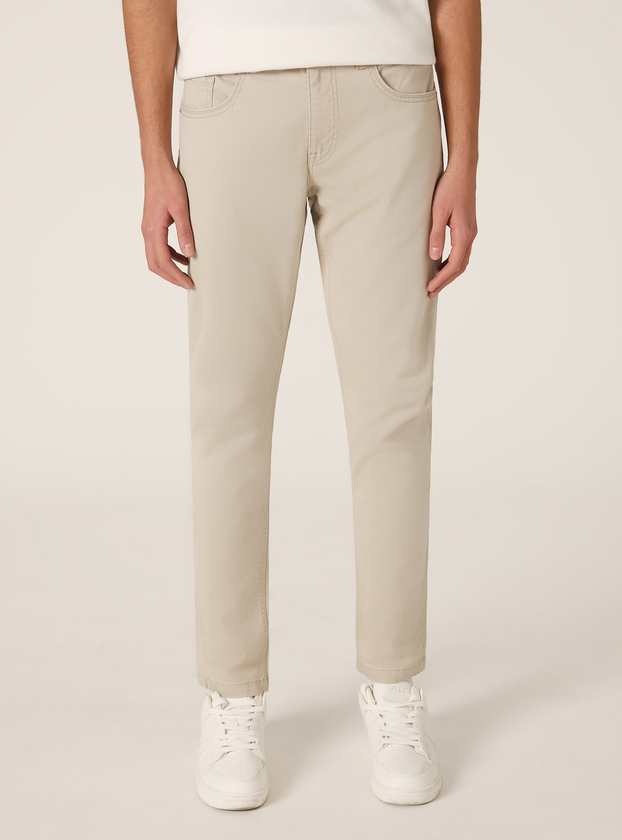 Pantalones ajustados de algod&oacute;n, BG2 BEIGE MEDIUM