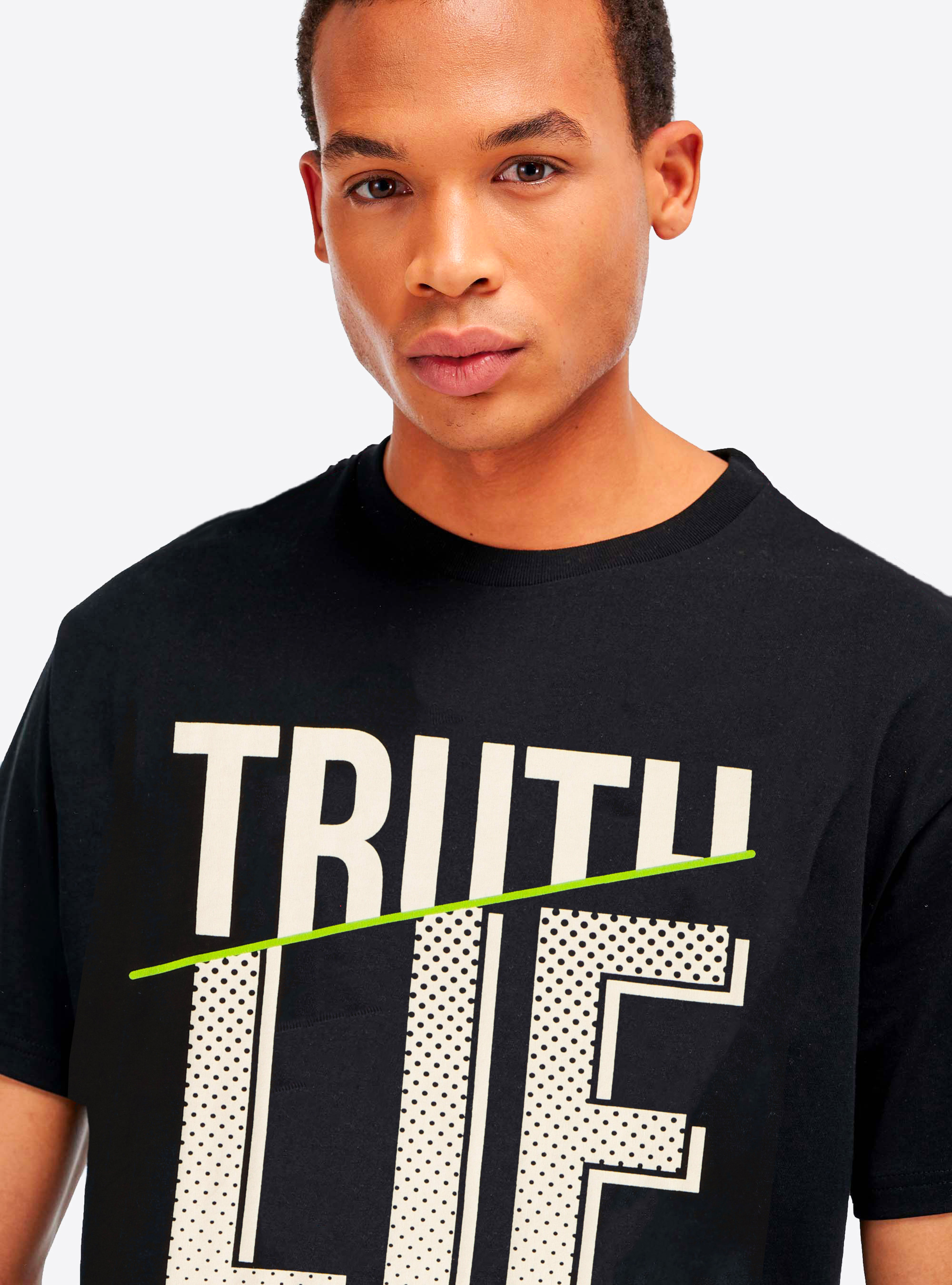 Camiseta con estampado, NEGRO