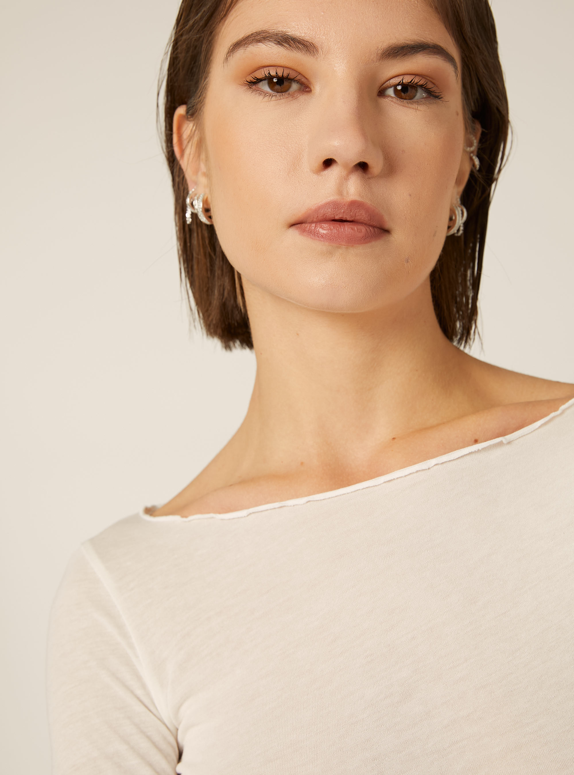 Camiseta de manga larga en mezcla de lana, WH1 OFF WHITE