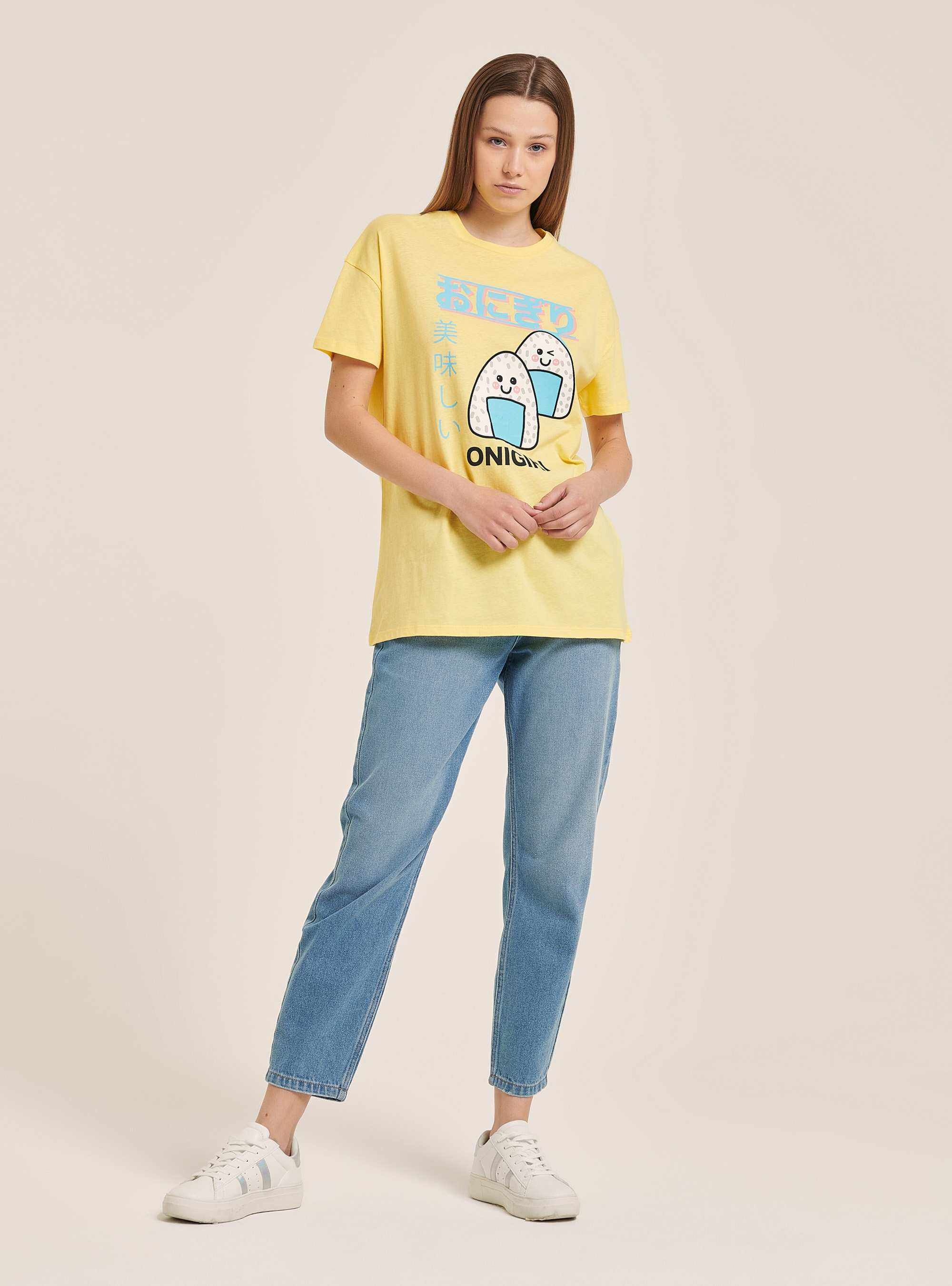 T-shirt colorful impresa, C784 YELLOW