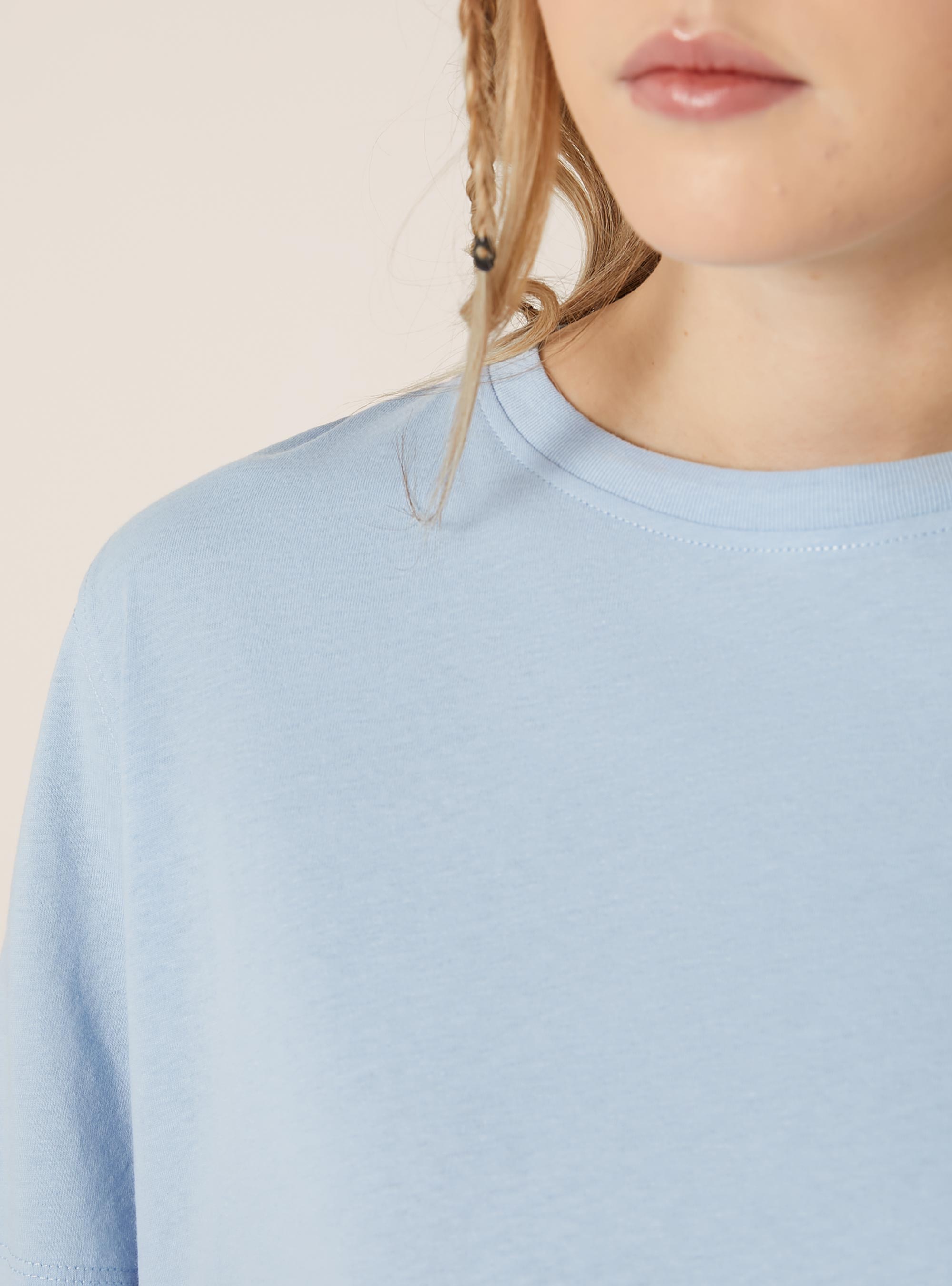 Camiseta de algodón con cuello redondo, AZ3 AZURE LIGHT