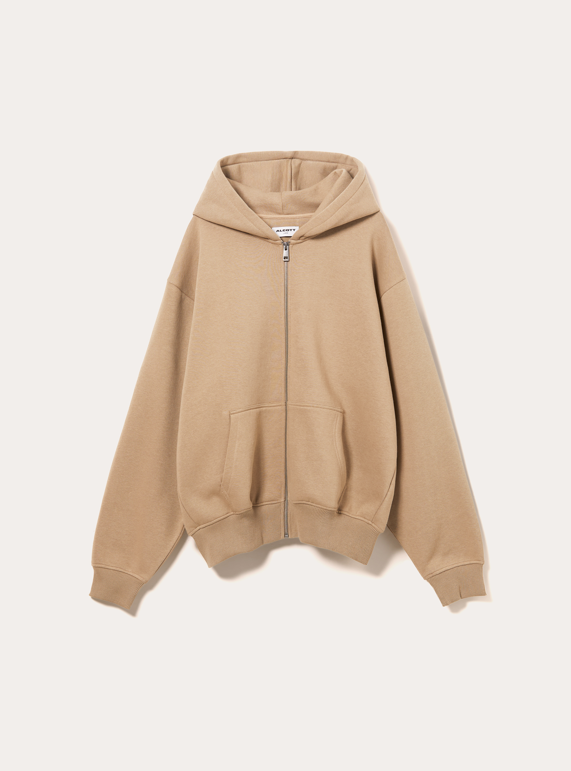 Boxy fit zip-up hoodie, BG1 BEIGE DARK