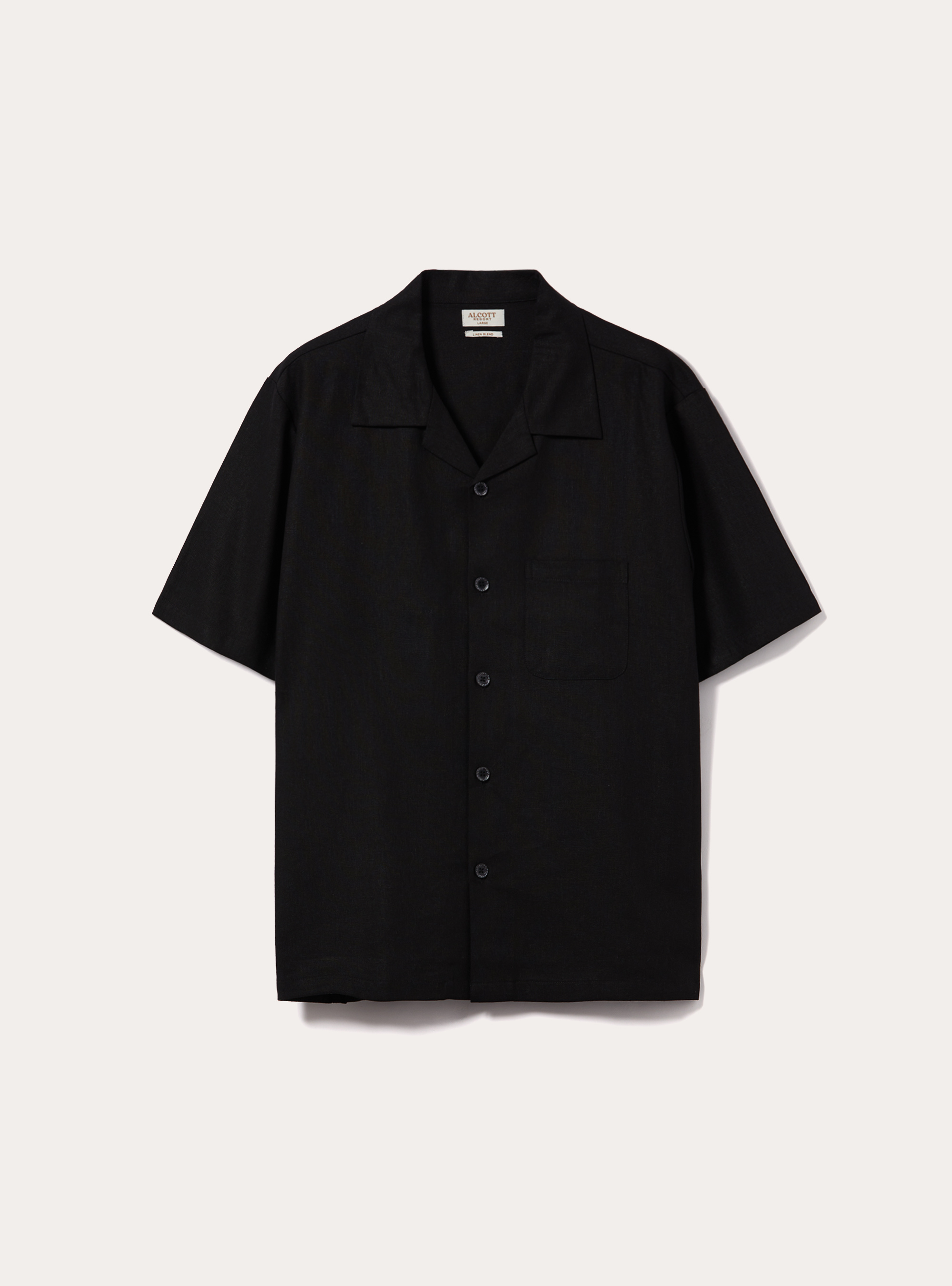 Camicia in misto  lino con tascone, BK1 BLACK