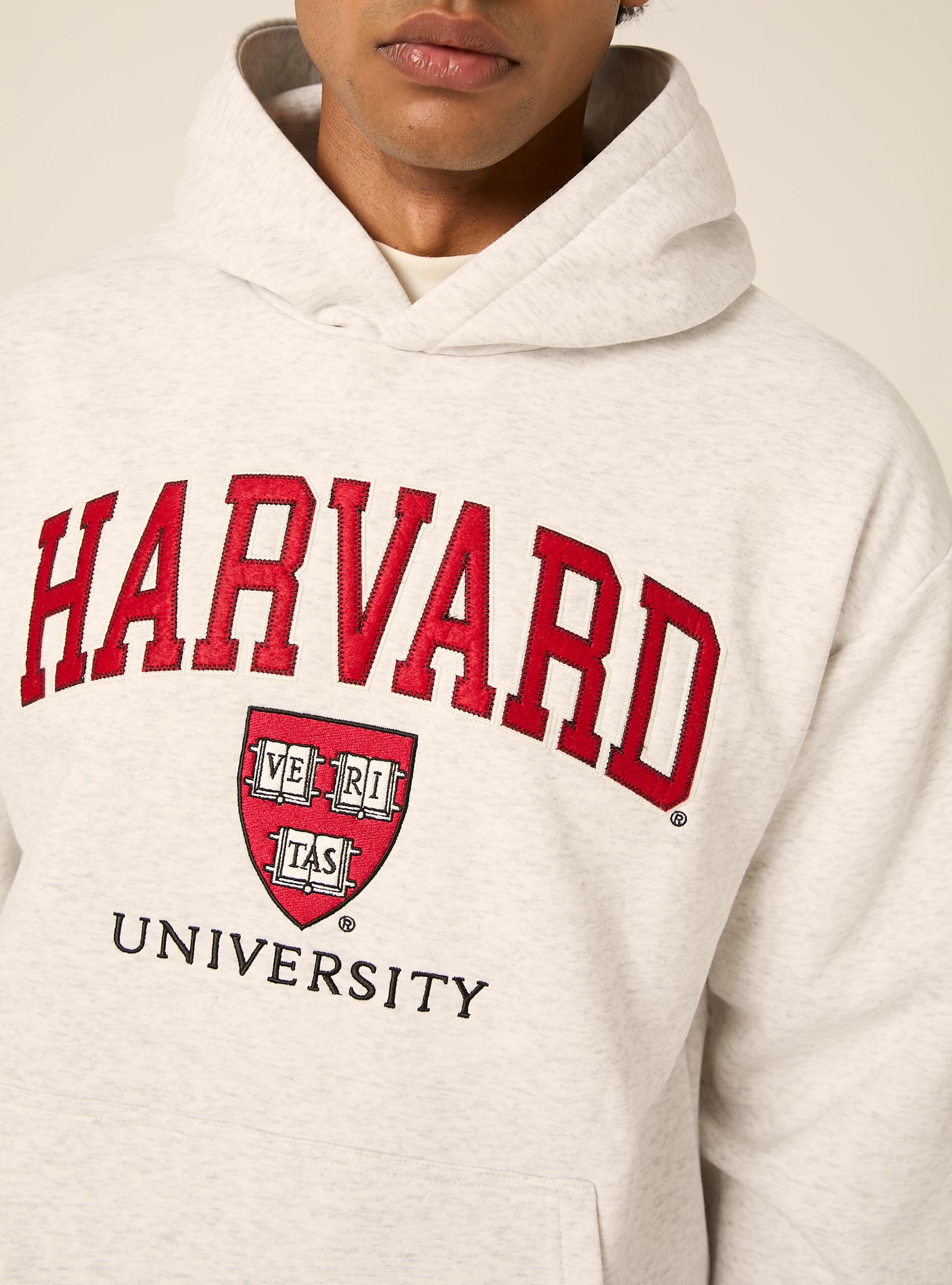 Felpa con cappuccio boxy licenza harvard, MGY3 GREY MEL LIGHT