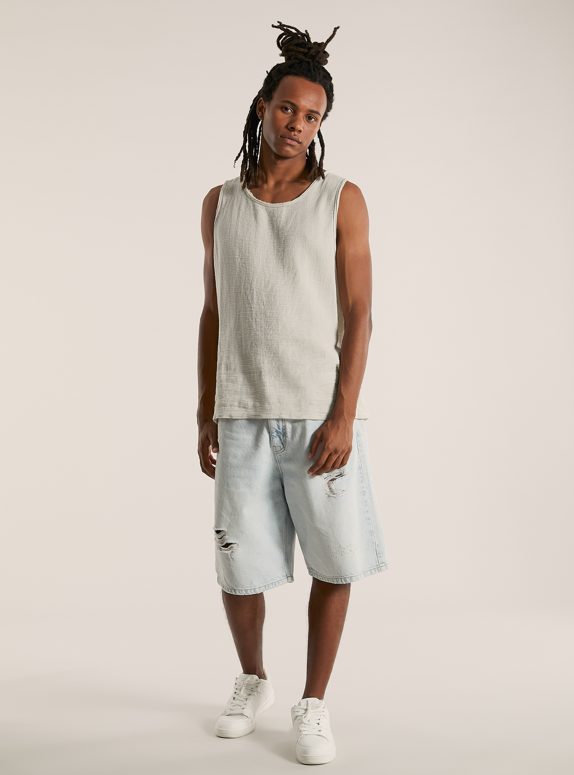 Linen-blend tank top, BG3 BEIGE LIGHT